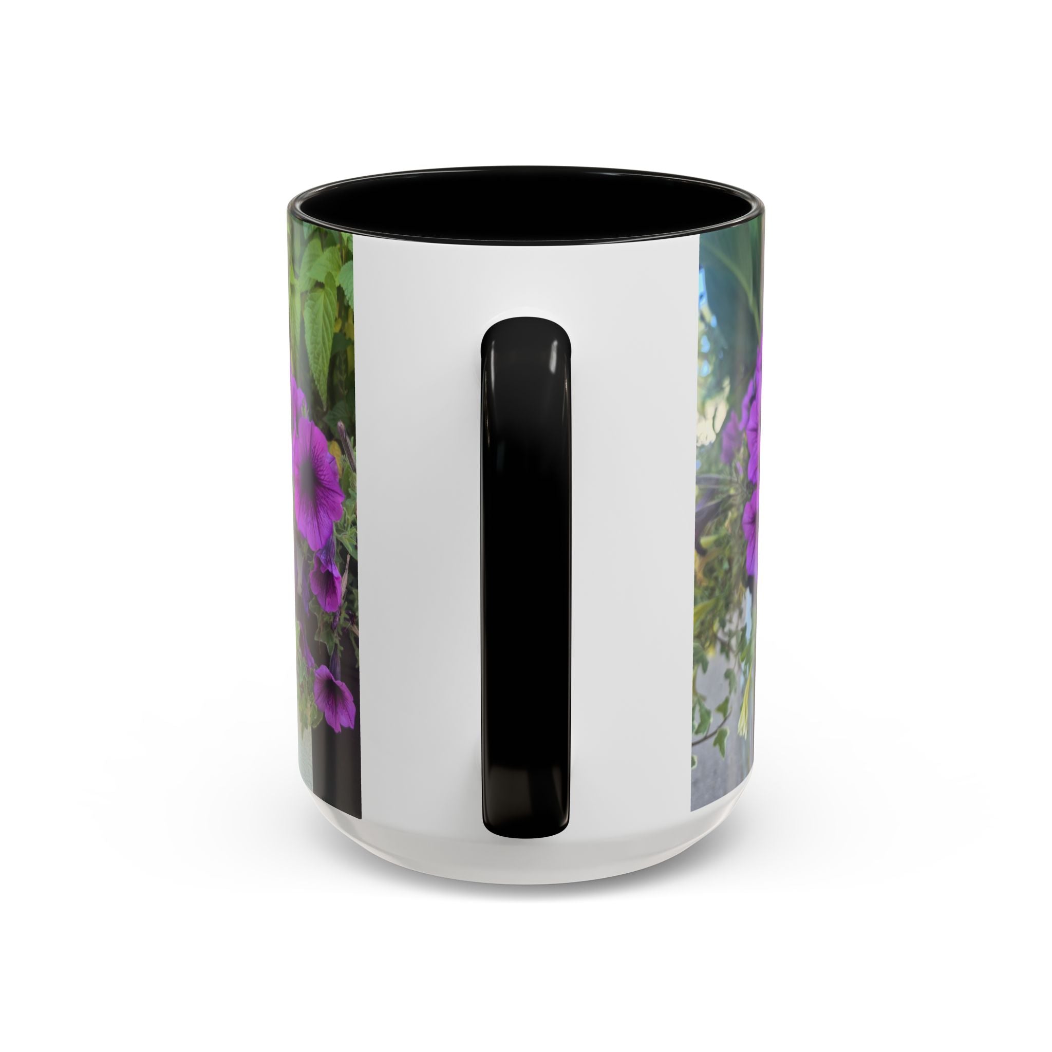 Floral Accent Coffee Mug — "Upsundown" Logo 11/15oz