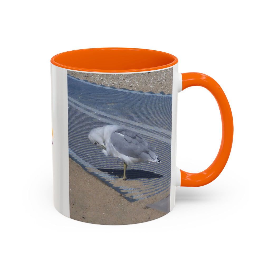 Accent Coffee Mug — 'UpSundown' Scenic Seagull Beach Coffee Mug (11/15oz)