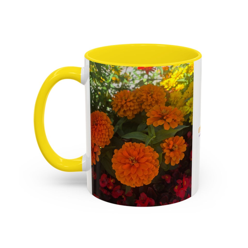 Accent Coffee Mug - Red Rose Floral Photo with Upsundown Logo (11/15oz)