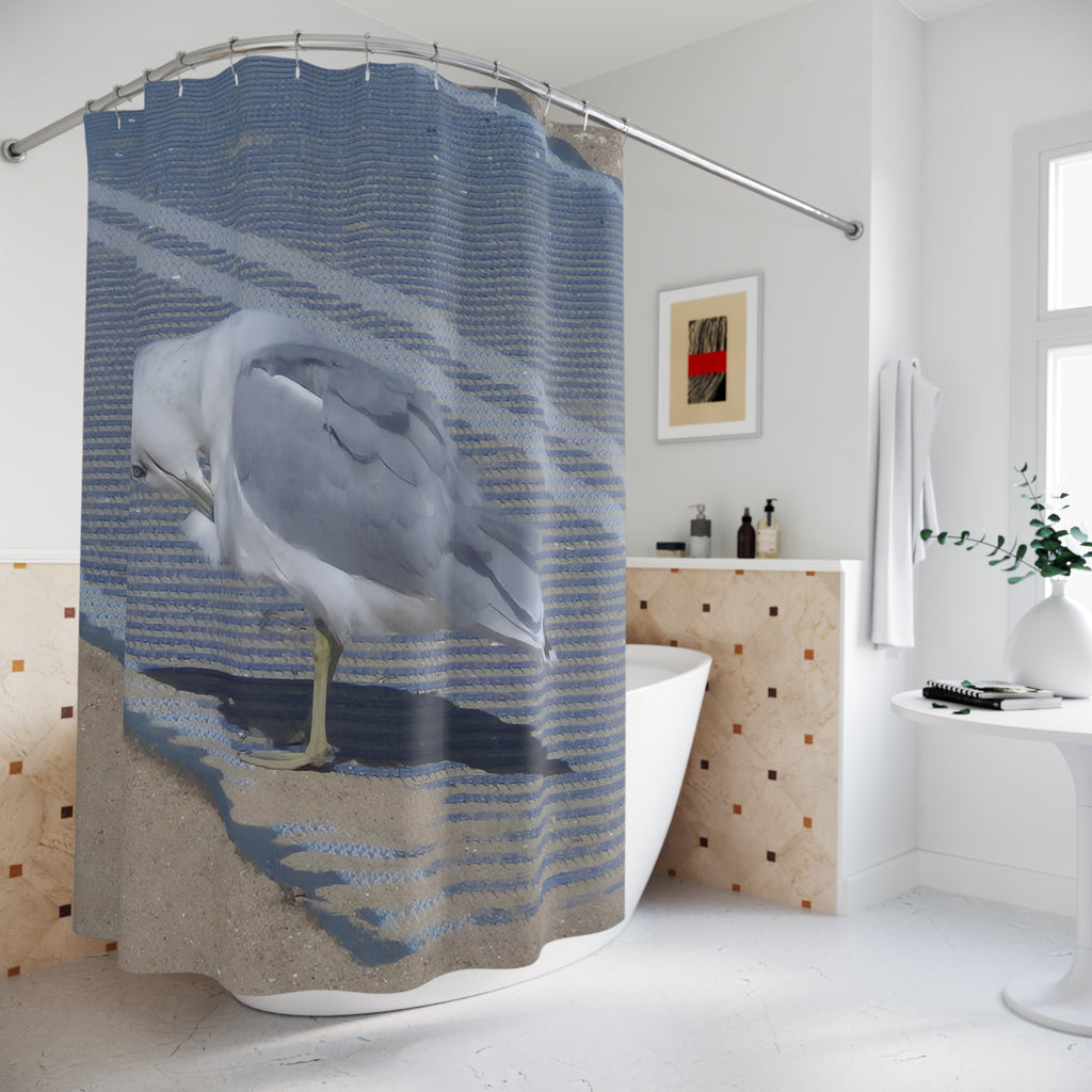 Seagull Beach Shower Curtain — Coastal Nautical Bathroom Decor