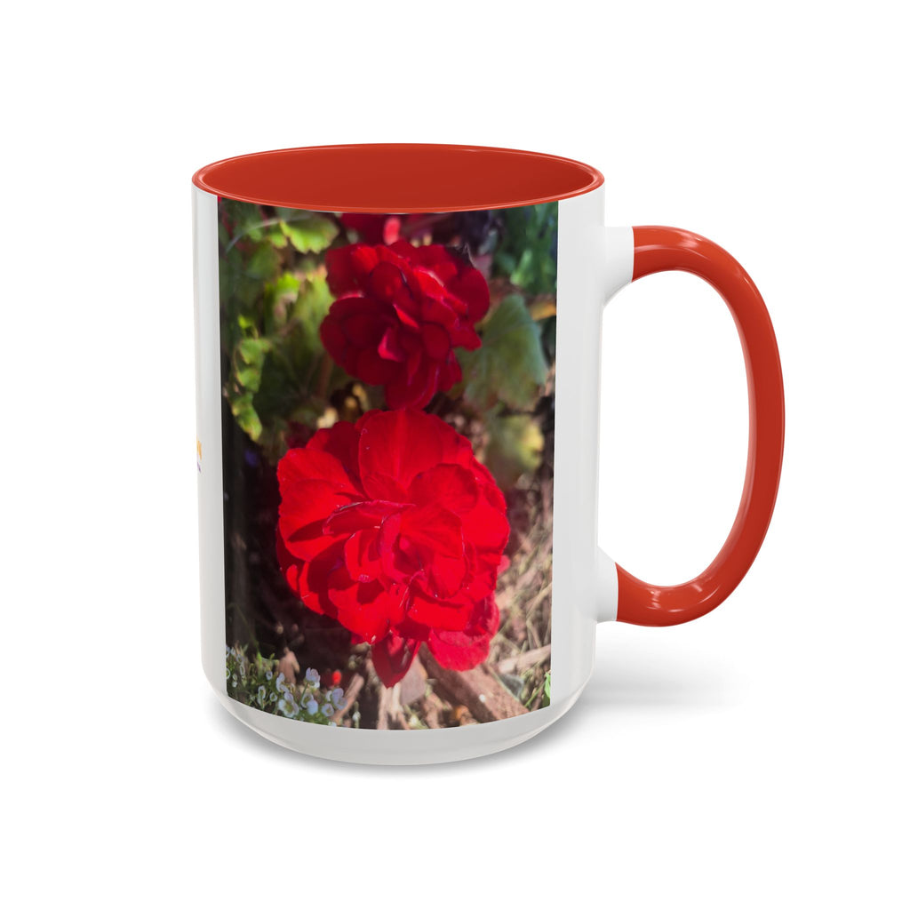 Accent Coffee Mug - Red Rose Floral Photo with Upsundown Logo (11/15oz)