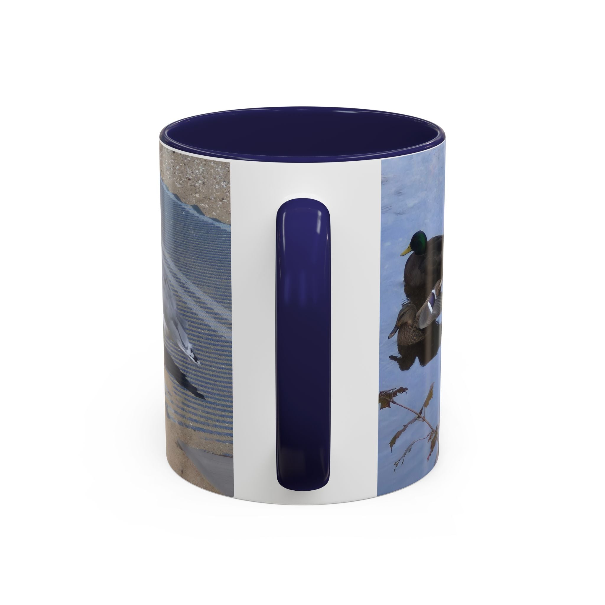 Accent Coffee Mug — 'UpSundown' Scenic Seagull Beach Coffee Mug (11/15oz)