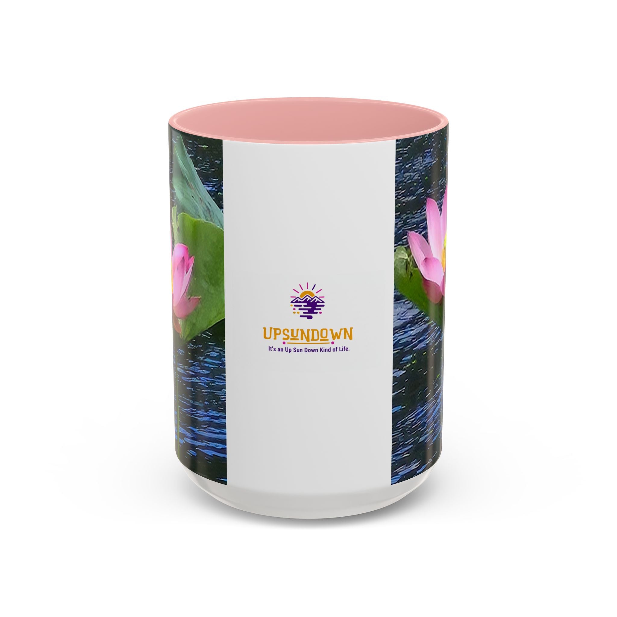 Lotus Water Garden Accent Coffee Mug — Upsundown Logo