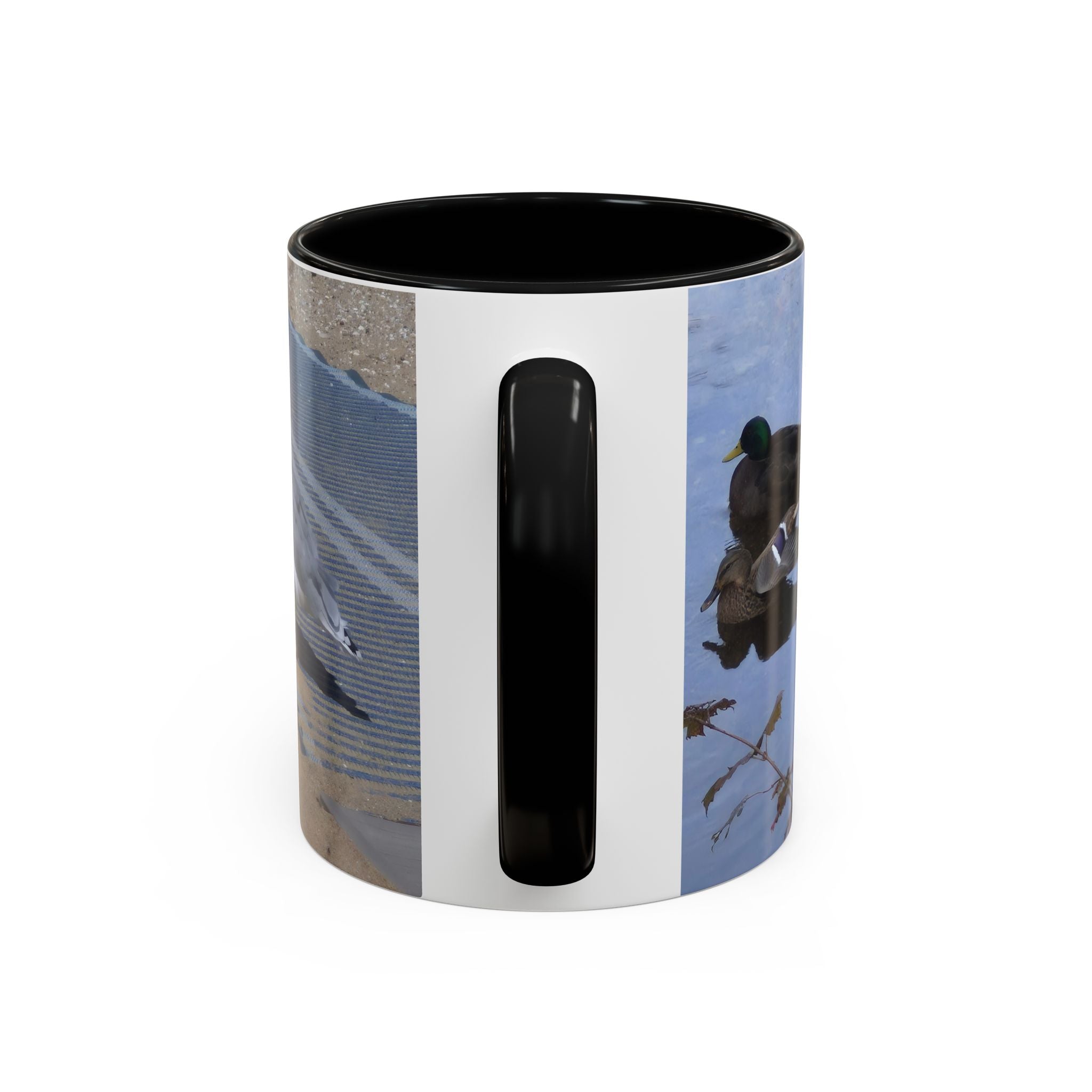 Accent Coffee Mug — 'UpSundown' Scenic Seagull Beach Coffee Mug (11/15oz)