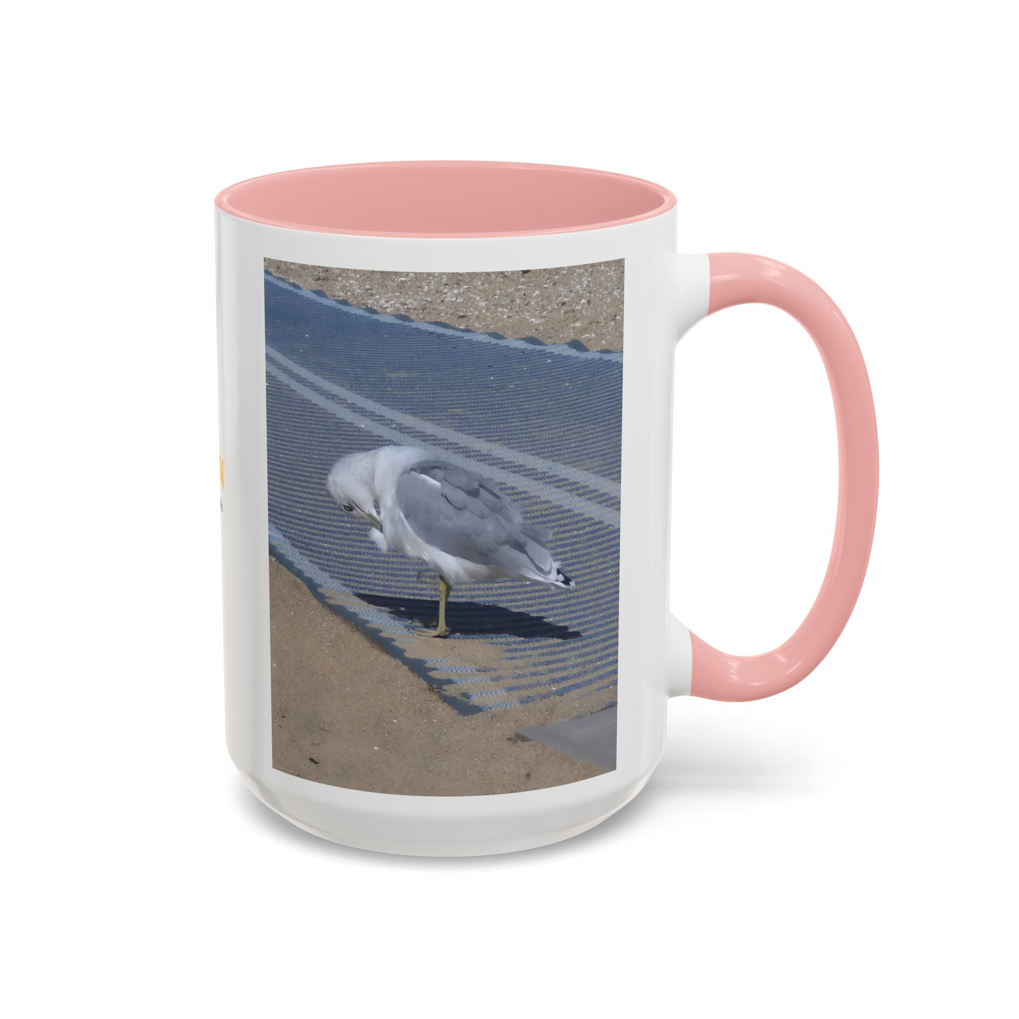 Accent Coffee Mug — 'UpSundown' Scenic Seagull Beach Coffee Mug (11/15oz)