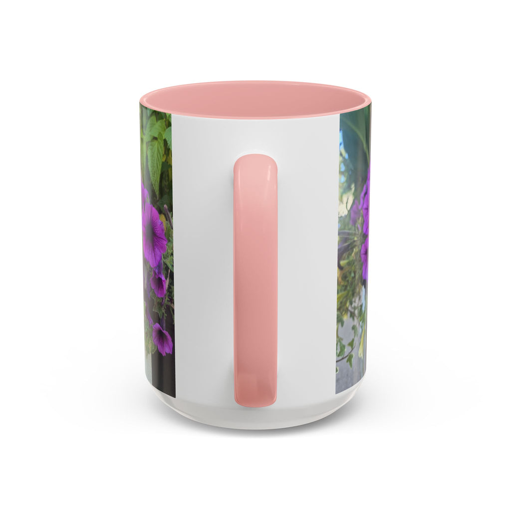 Floral Accent Coffee Mug — "Upsundown" Logo 11/15oz