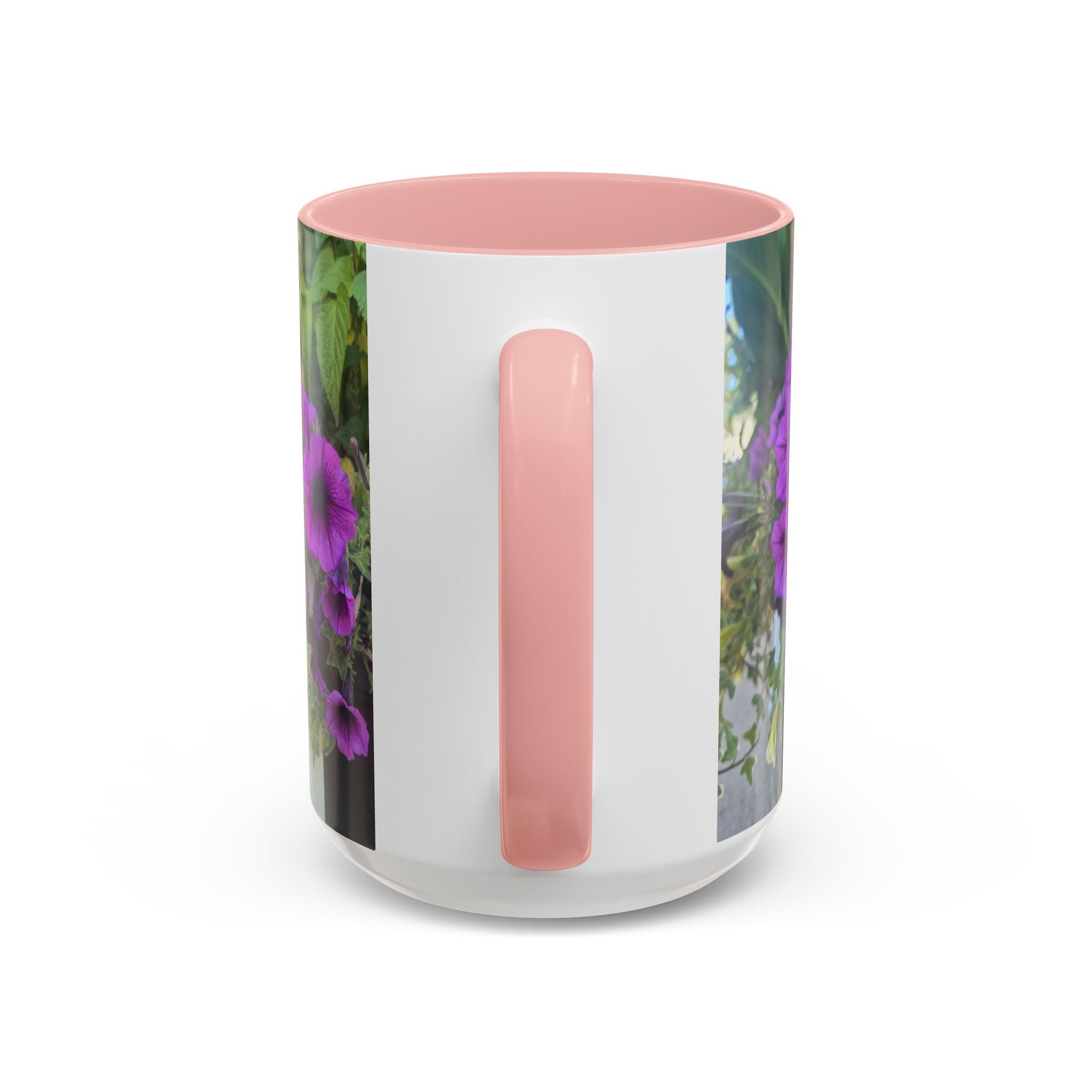 Floral Accent Coffee Mug — "Upsundown" Logo 11/15oz