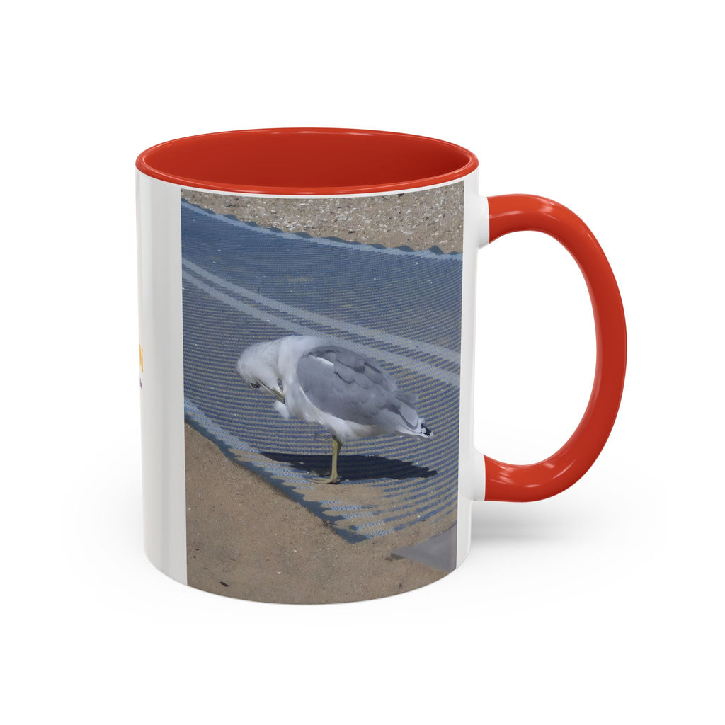 Accent Coffee Mug — 'UpSundown' Scenic Seagull Beach Coffee Mug (11/15oz)
