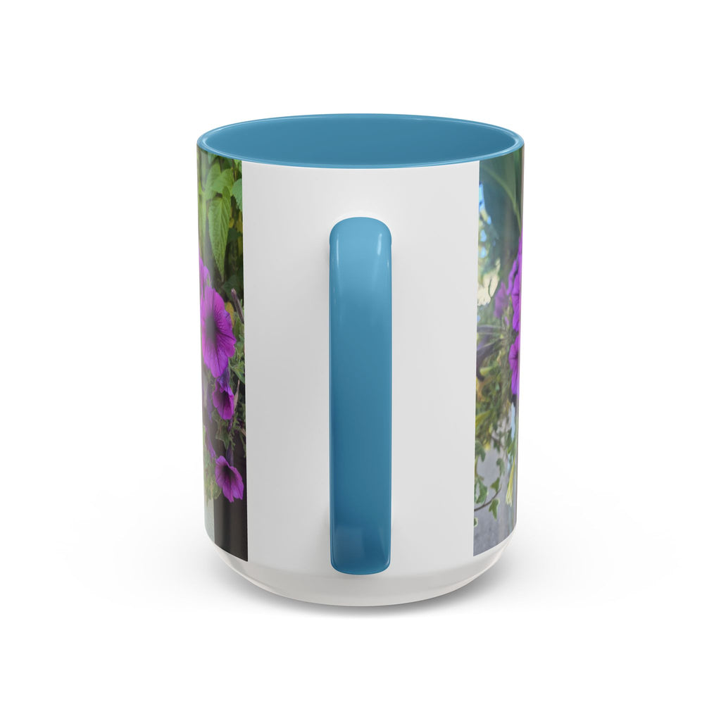 Floral Accent Coffee Mug — "Upsundown" Logo 11/15oz