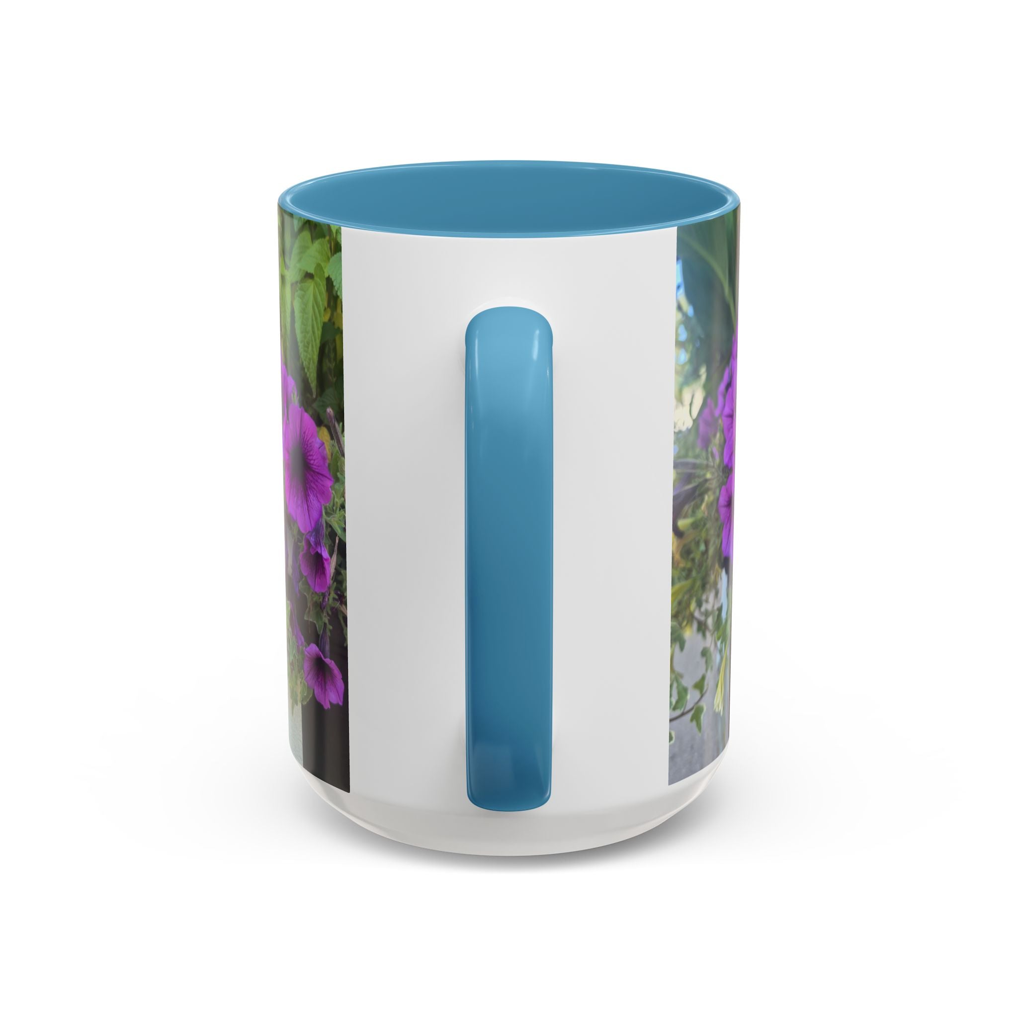 Floral Accent Coffee Mug — "Upsundown" Logo 11/15oz