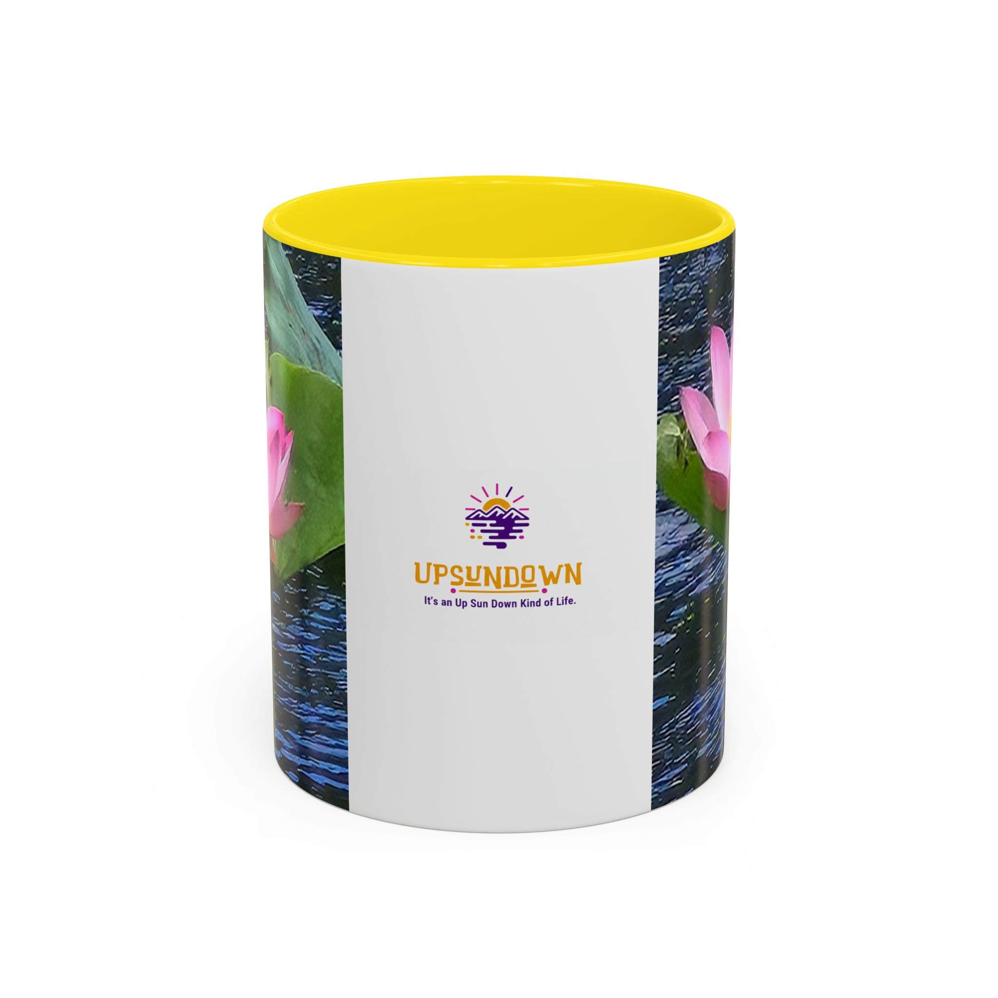 Lotus Water Garden Accent Coffee Mug — Upsundown Logo