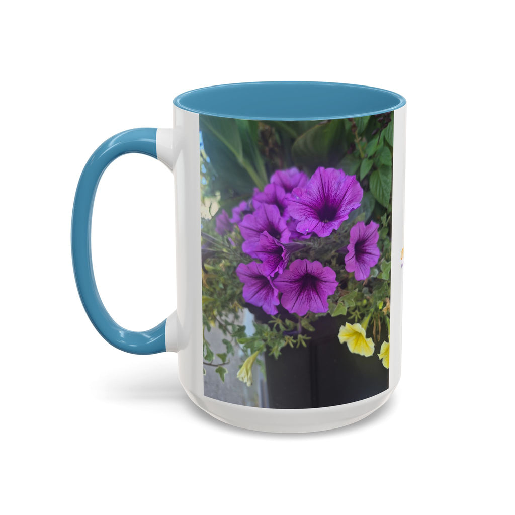 Floral Accent Coffee Mug — "Upsundown" Logo 11/15oz