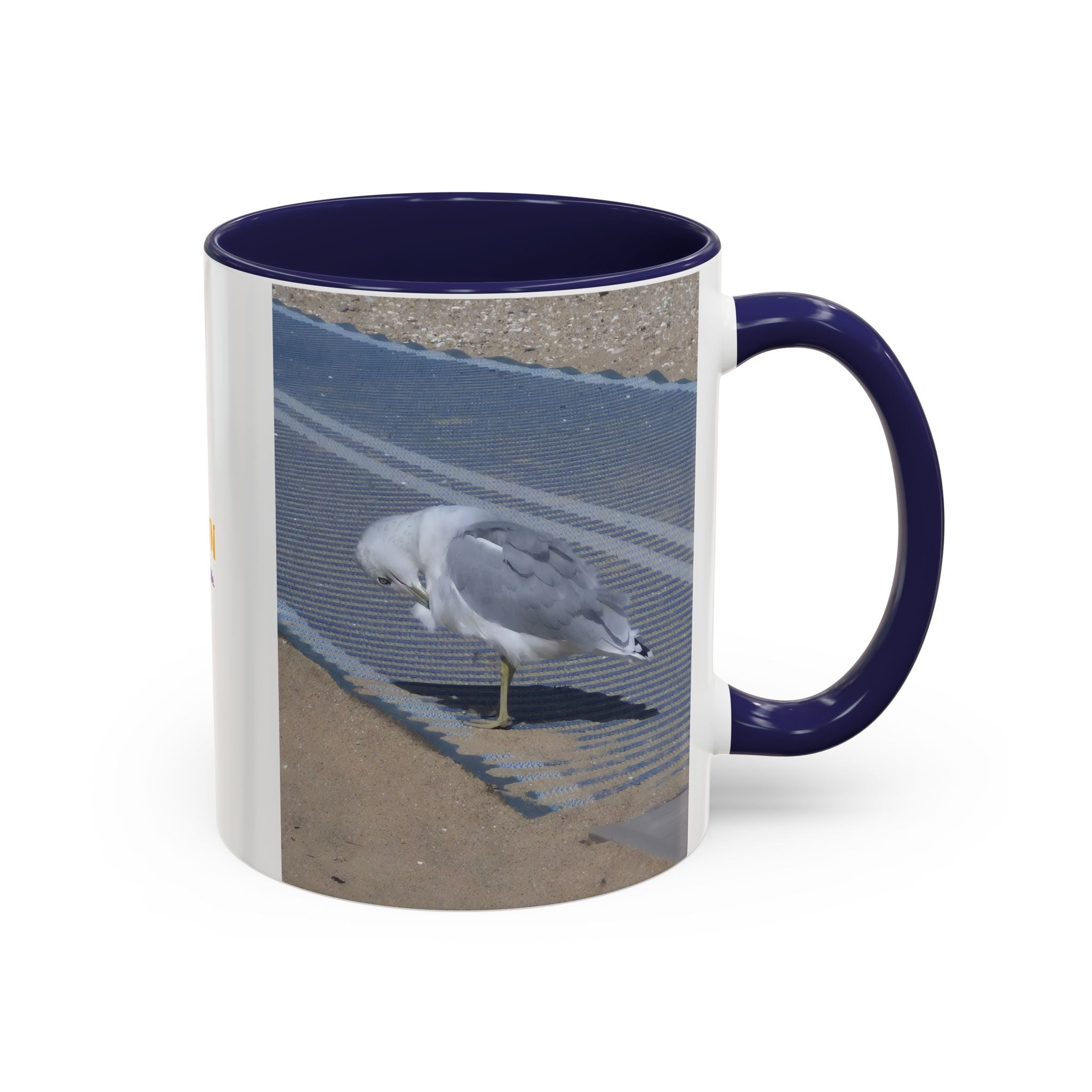 Accent Coffee Mug — 'UpSundown' Scenic Seagull Beach Coffee Mug (11/15oz)