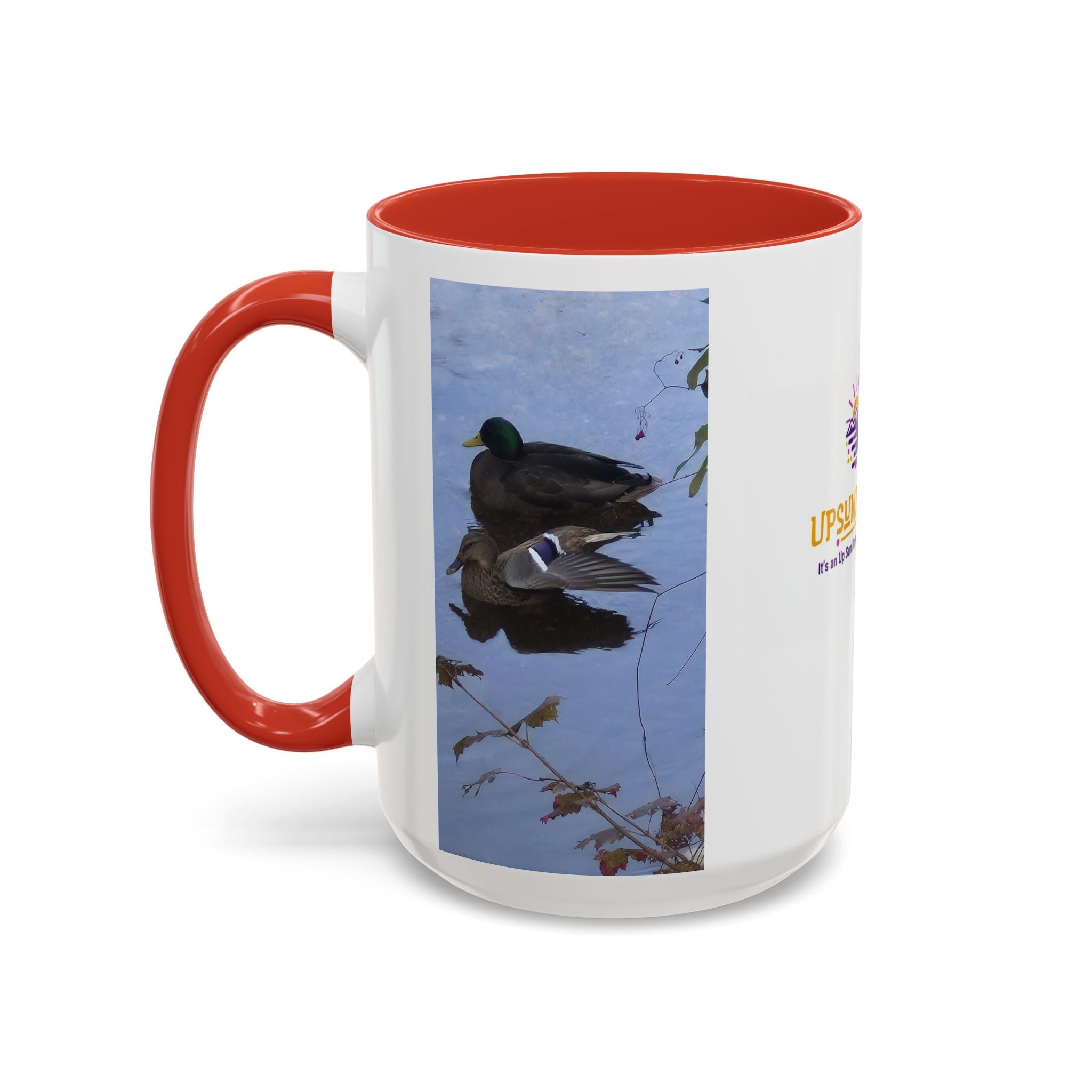 Accent Coffee Mug — 'UpSundown' Scenic Seagull Beach Coffee Mug (11/15oz)