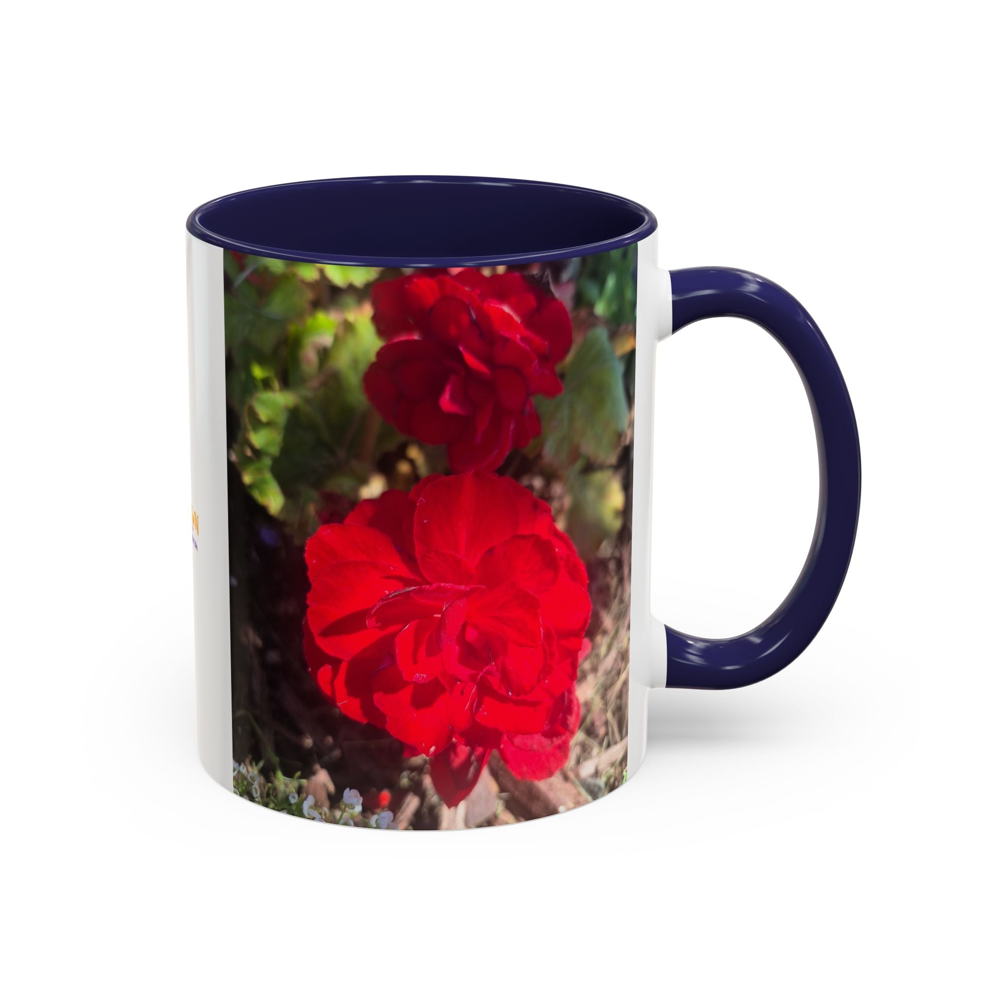 Accent Coffee Mug - Red Rose Floral Photo with Upsundown Logo (11/15oz)