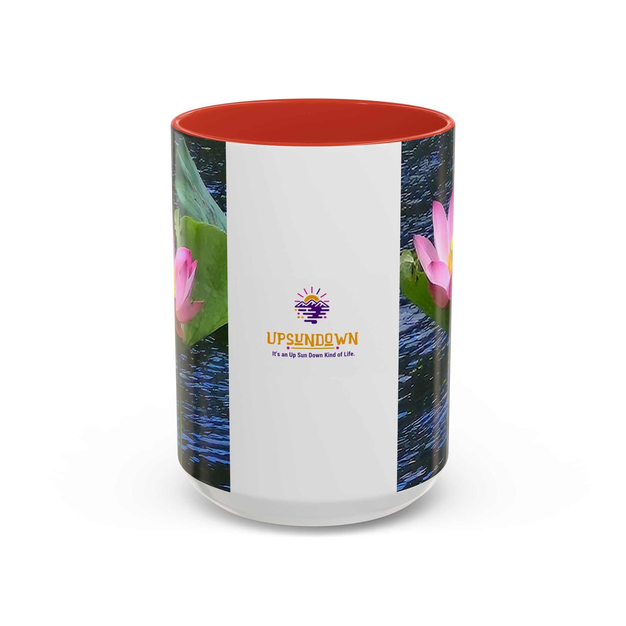 Lotus Water Garden Accent Coffee Mug — Upsundown Logo