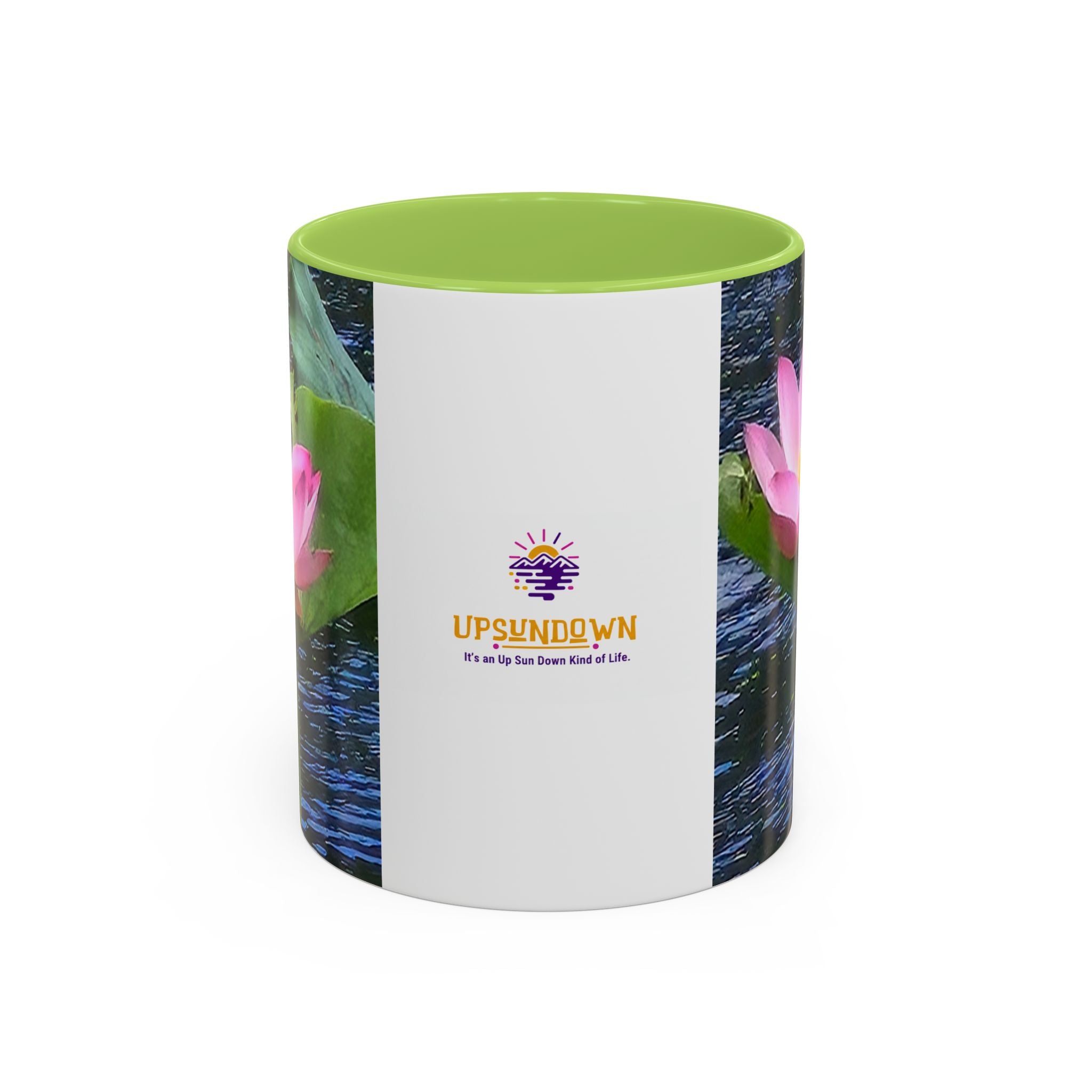 Lotus Water Garden Accent Coffee Mug — Upsundown Logo