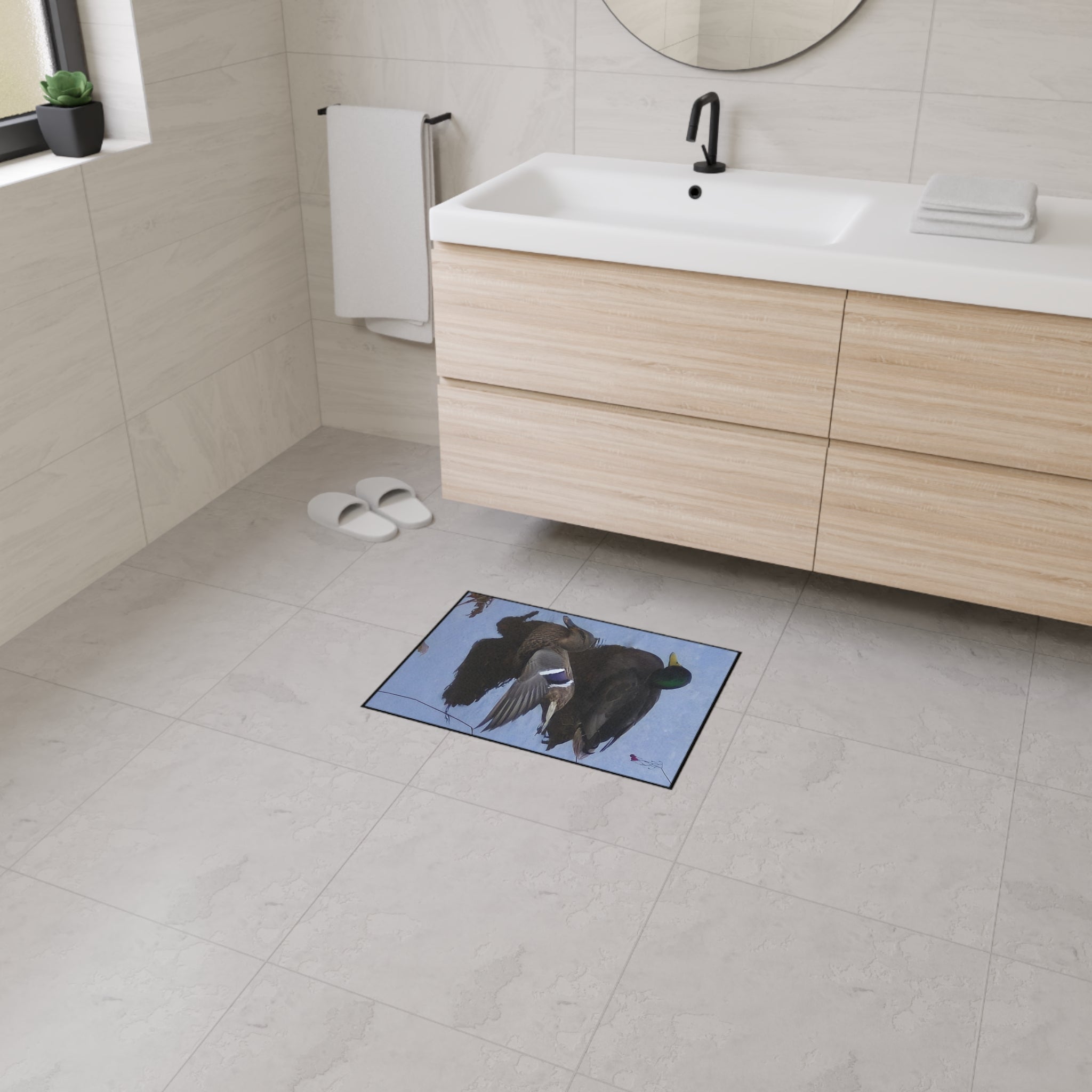 Duck Pond Heavy-Duty Floor Mat — Waterproof Entry Rug with Mallard Photo