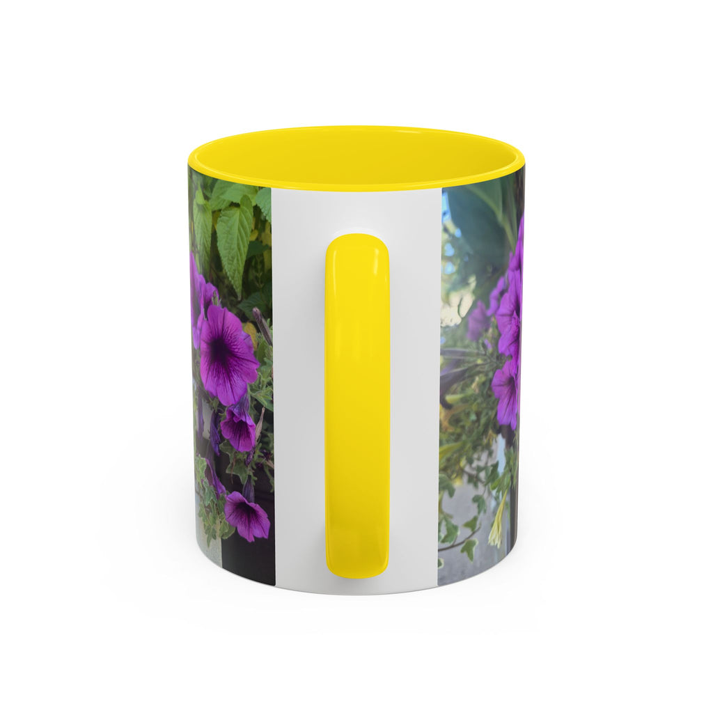 Floral Accent Coffee Mug — "Upsundown" Logo 11/15oz