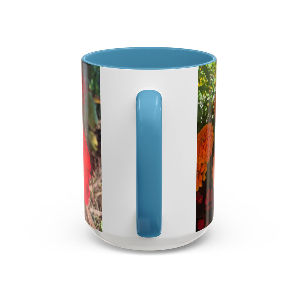 Accent Coffee Mug - Red Rose Floral Photo with Upsundown Logo (11/15oz)