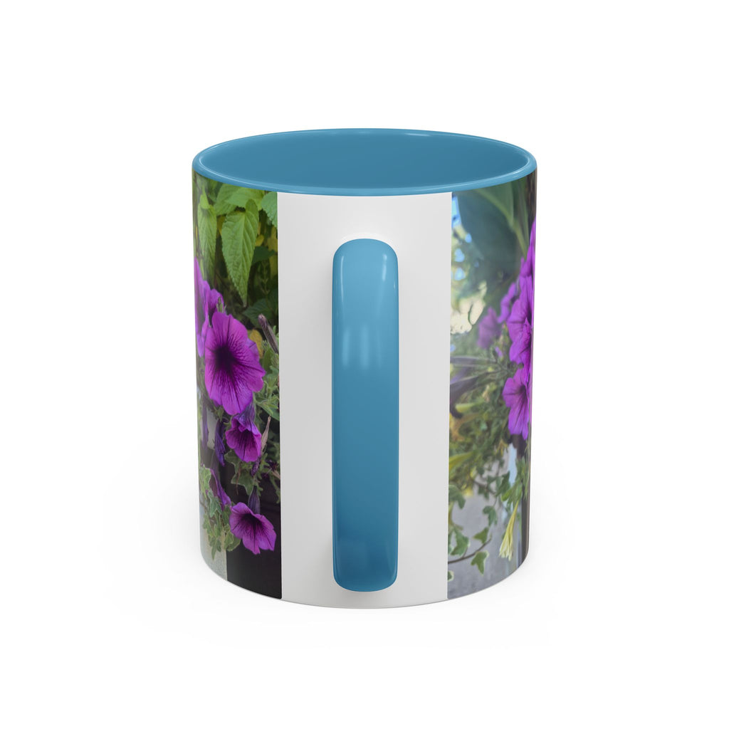 Floral Accent Coffee Mug — "Upsundown" Logo 11/15oz