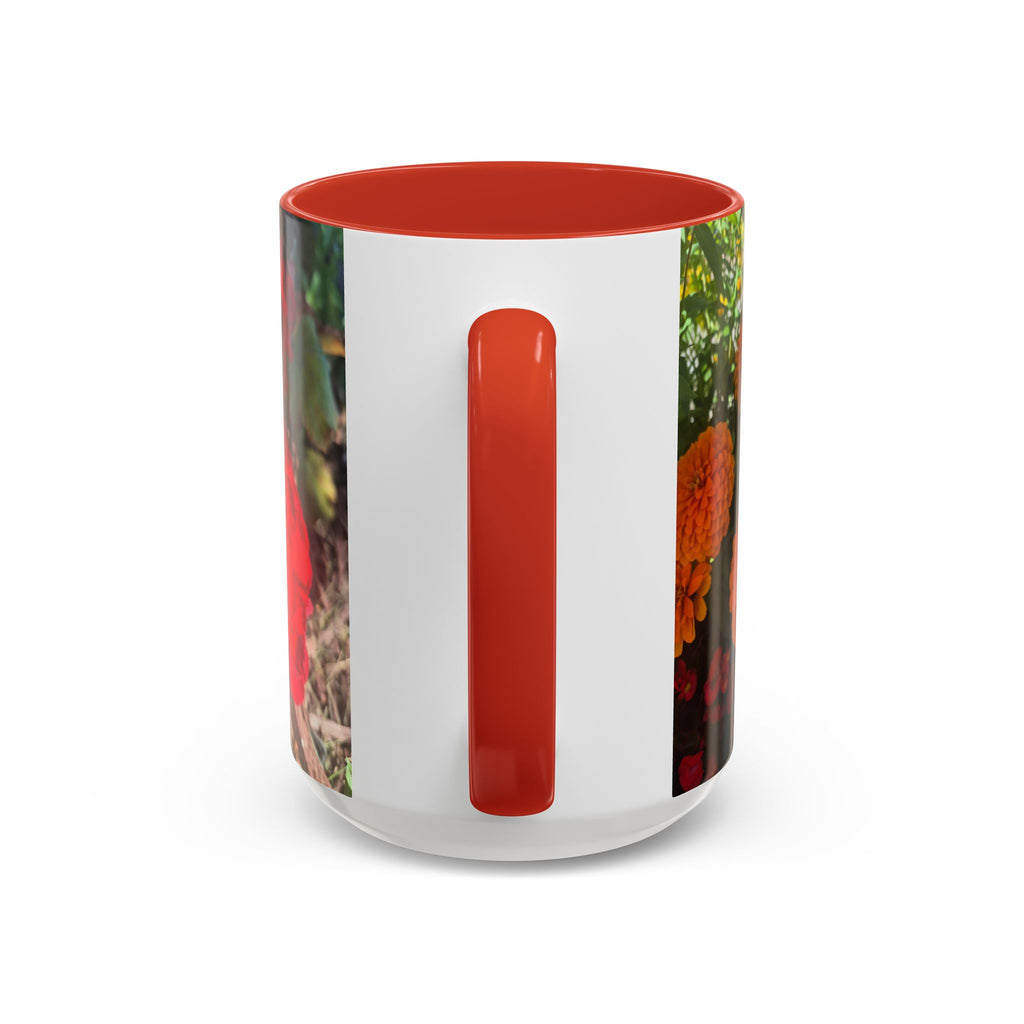 Accent Coffee Mug - Red Rose Floral Photo with Upsundown Logo (11/15oz)