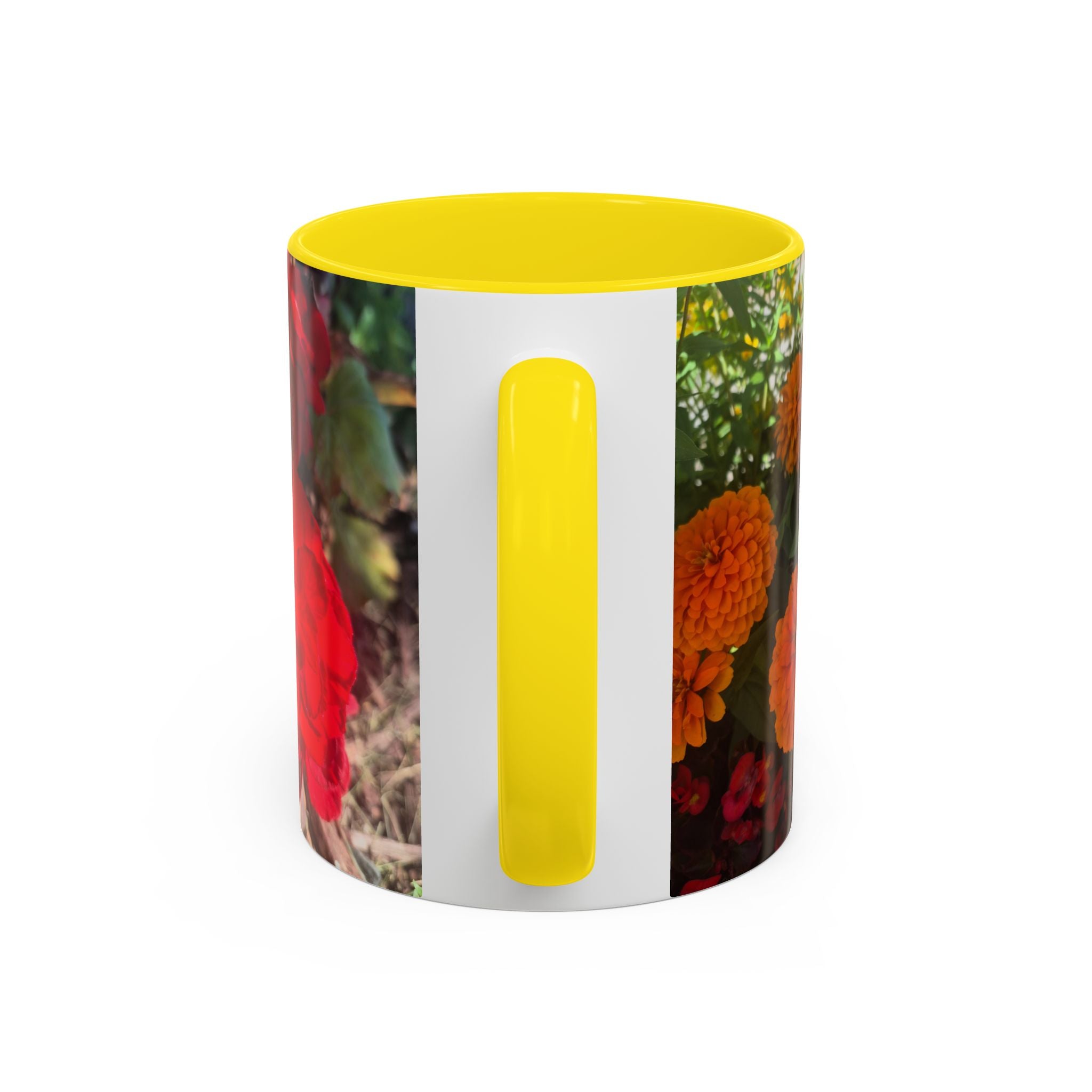 Accent Coffee Mug - Red Rose Floral Photo with Upsundown Logo (11/15oz)