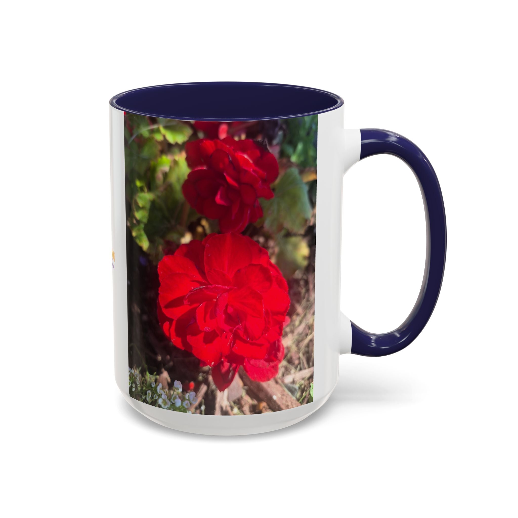 Accent Coffee Mug - Red Rose Floral Photo with Upsundown Logo (11/15oz)