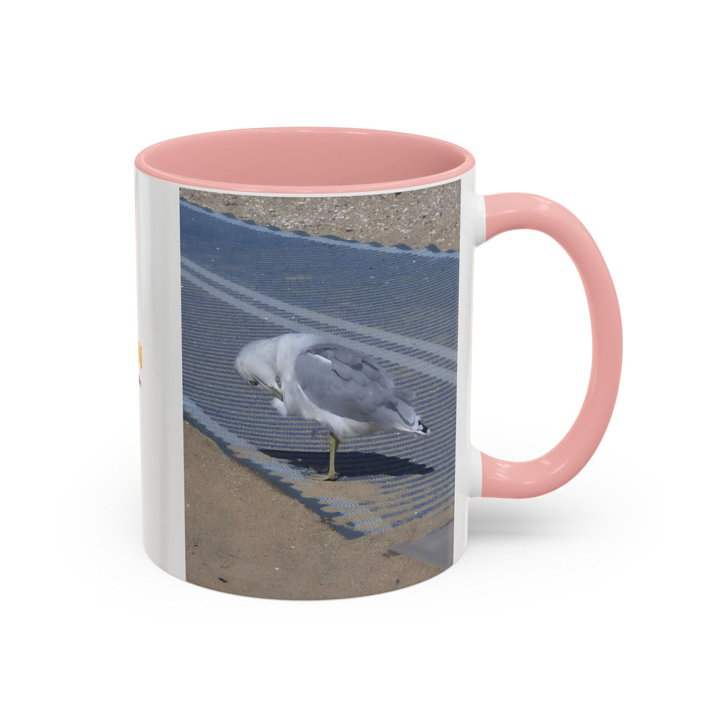Accent Coffee Mug — 'UpSundown' Scenic Seagull Beach Coffee Mug (11/15oz)