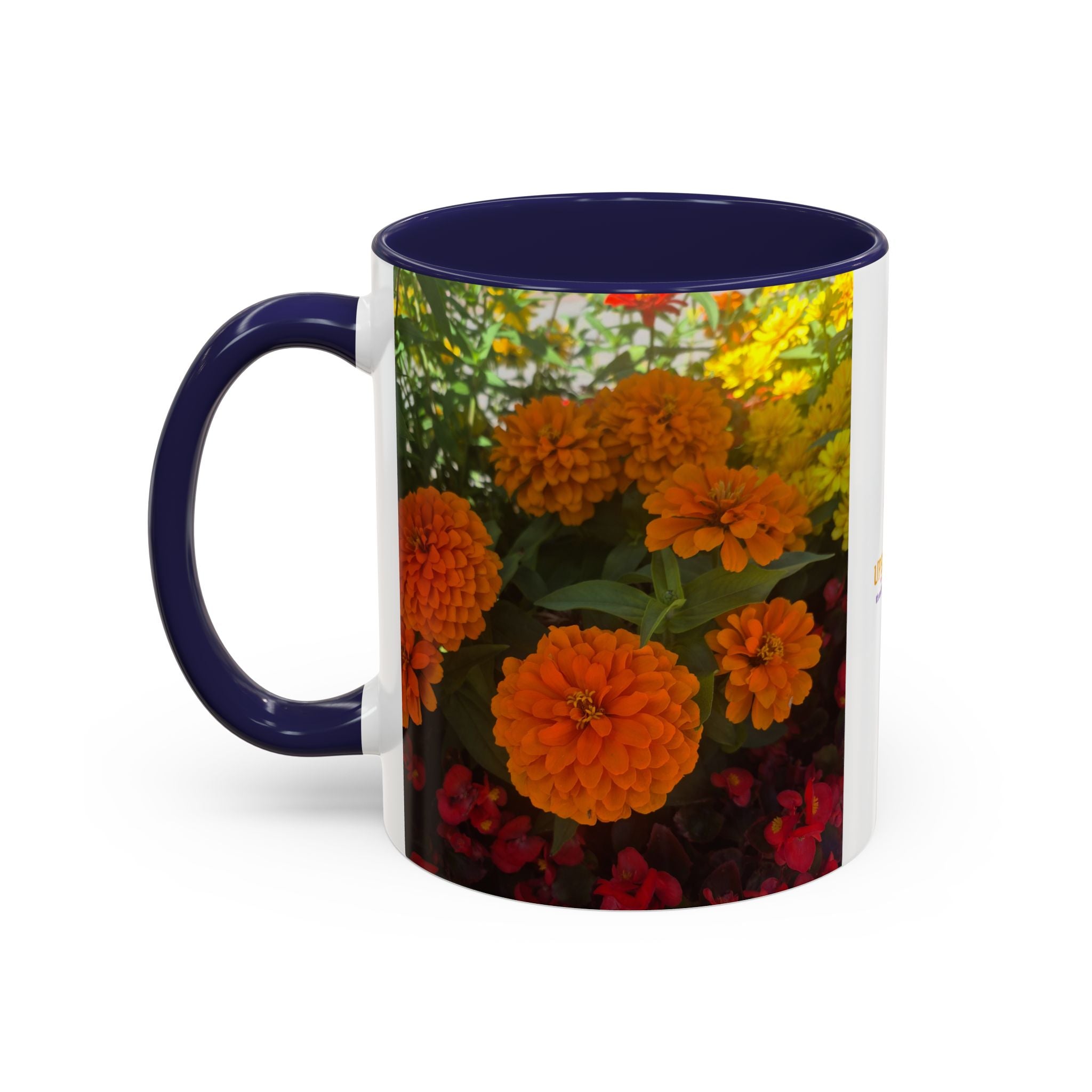 Accent Coffee Mug - Red Rose Floral Photo with Upsundown Logo (11/15oz)