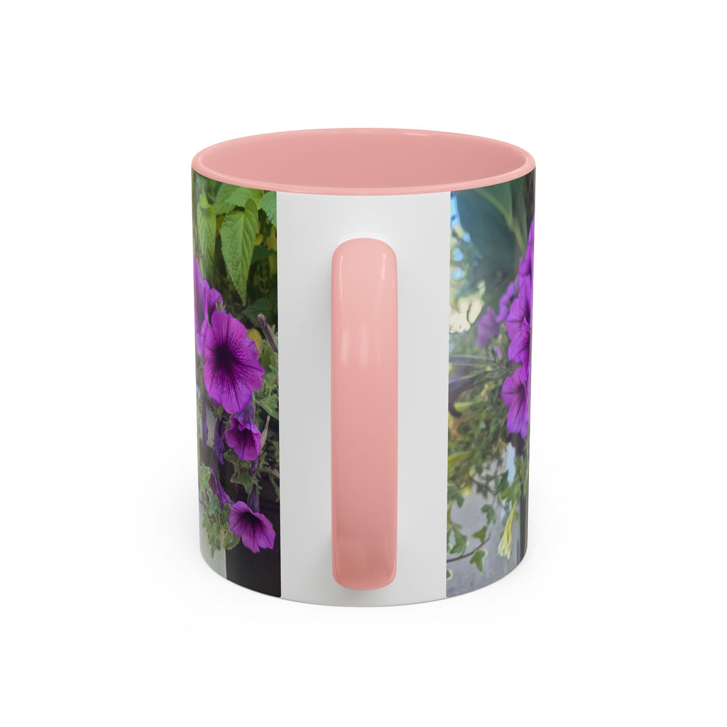 Floral Accent Coffee Mug — "Upsundown" Logo 11/15oz