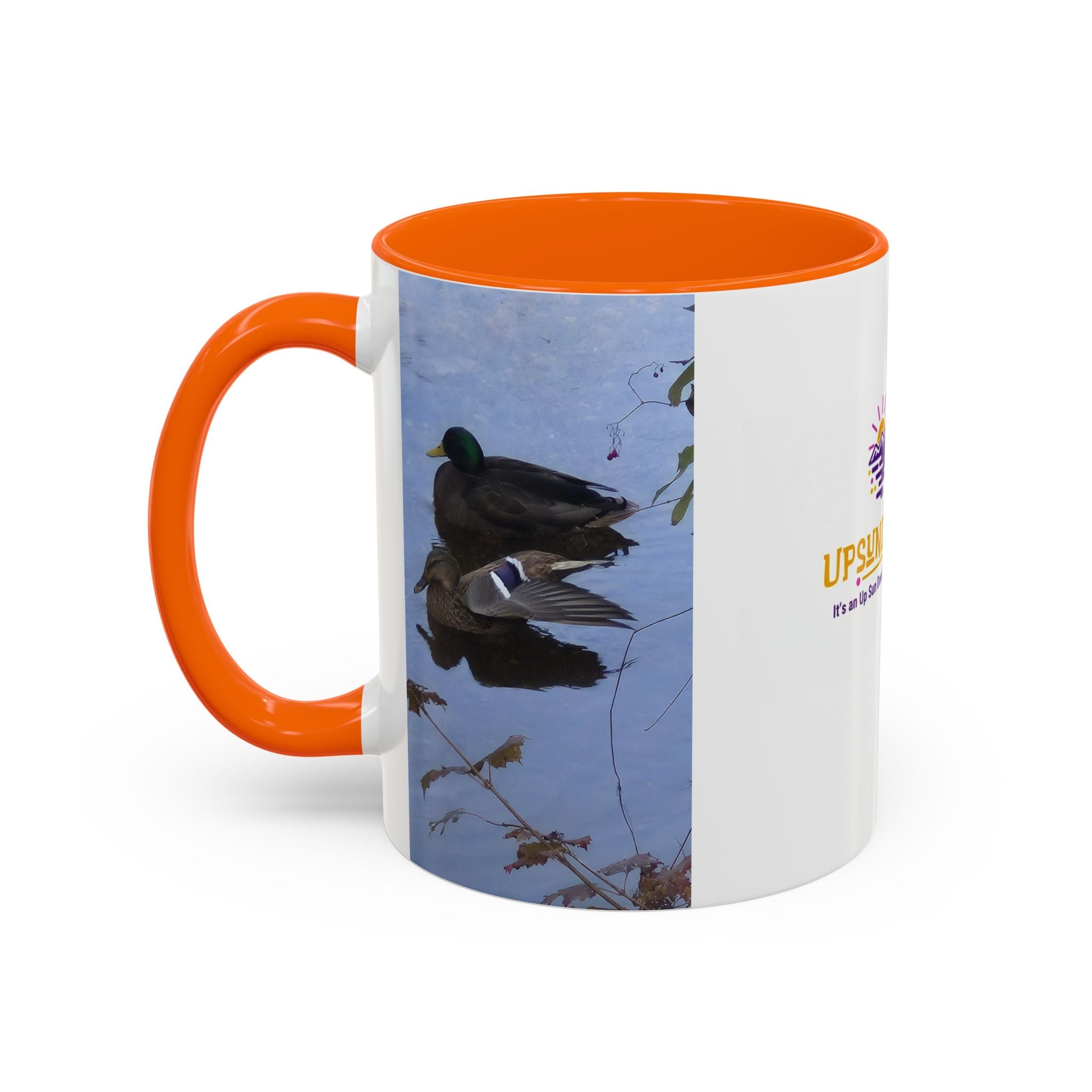 Accent Coffee Mug — 'UpSundown' Scenic Seagull Beach Coffee Mug (11/15oz)