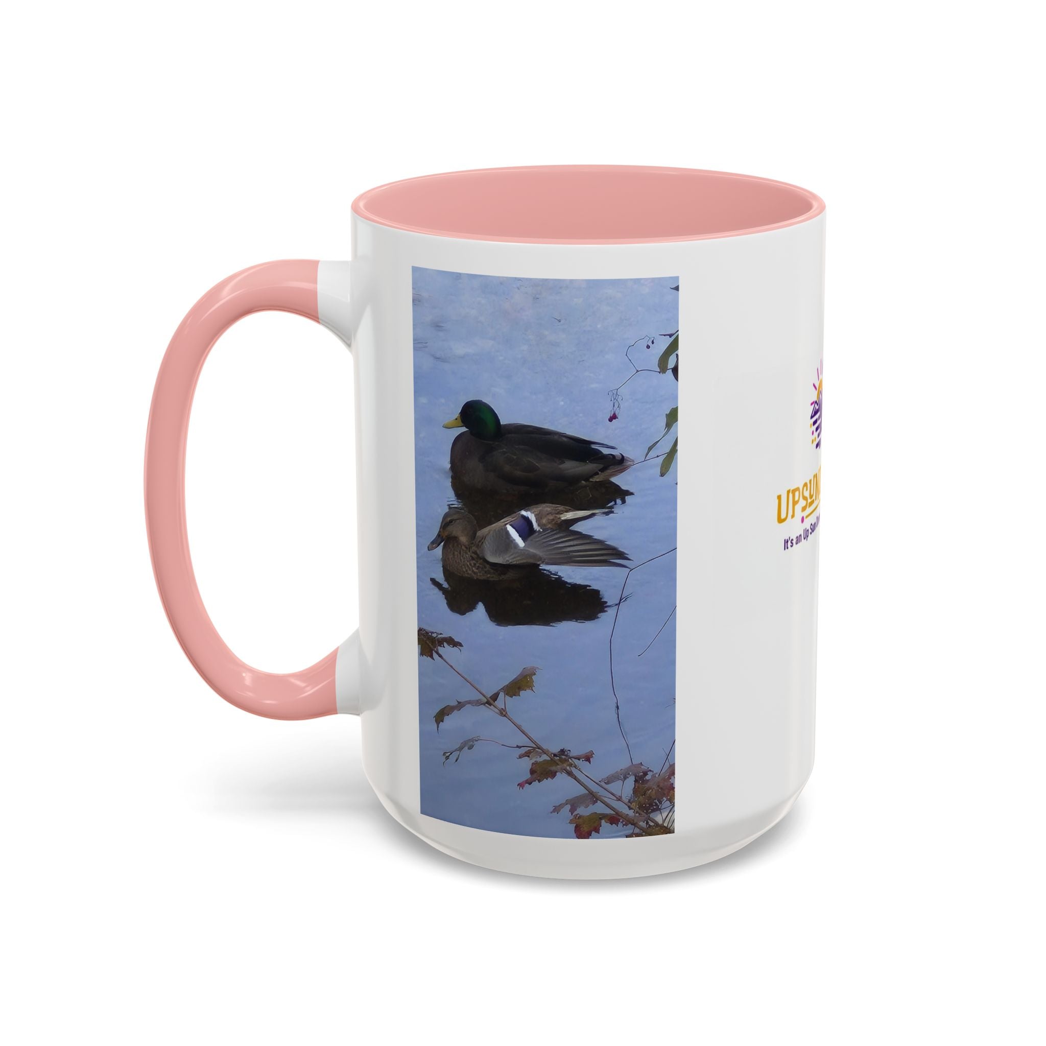 Accent Coffee Mug — 'UpSundown' Scenic Seagull Beach Coffee Mug (11/15oz)
