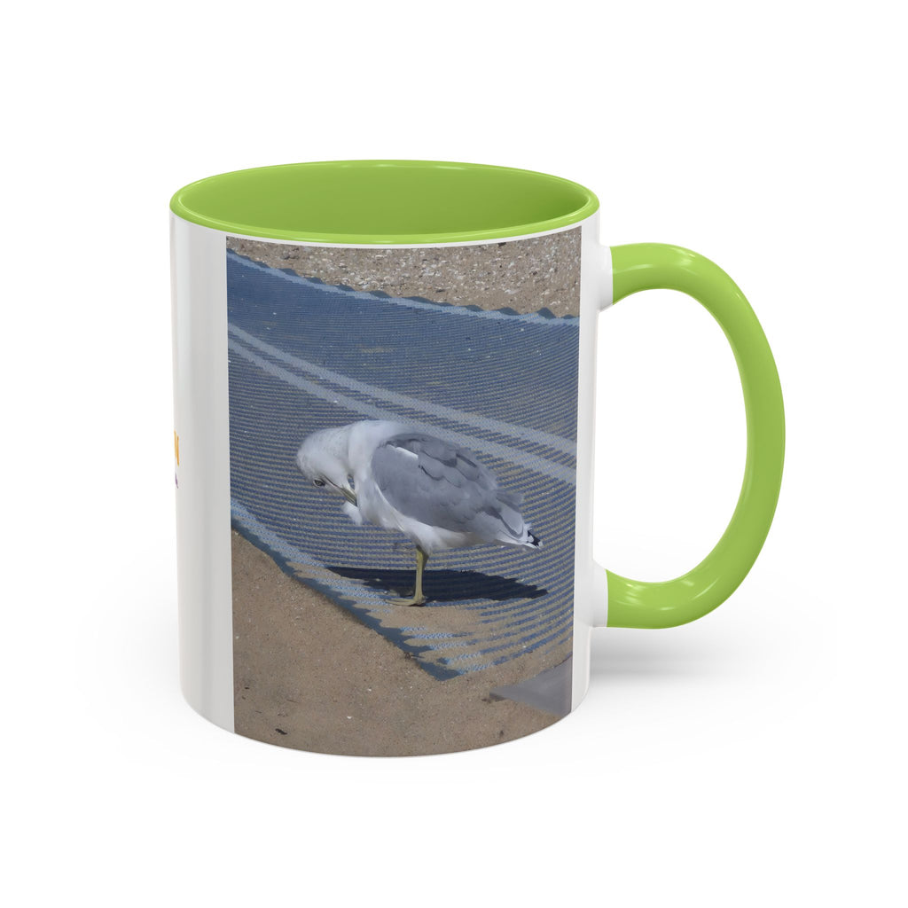 Accent Coffee Mug — 'UpSundown' Scenic Seagull Beach Coffee Mug (11/15oz)