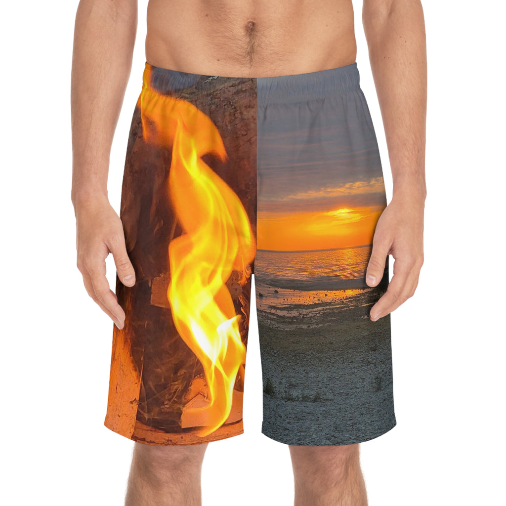 Sunset & Flame Beach Board Shorts for Men