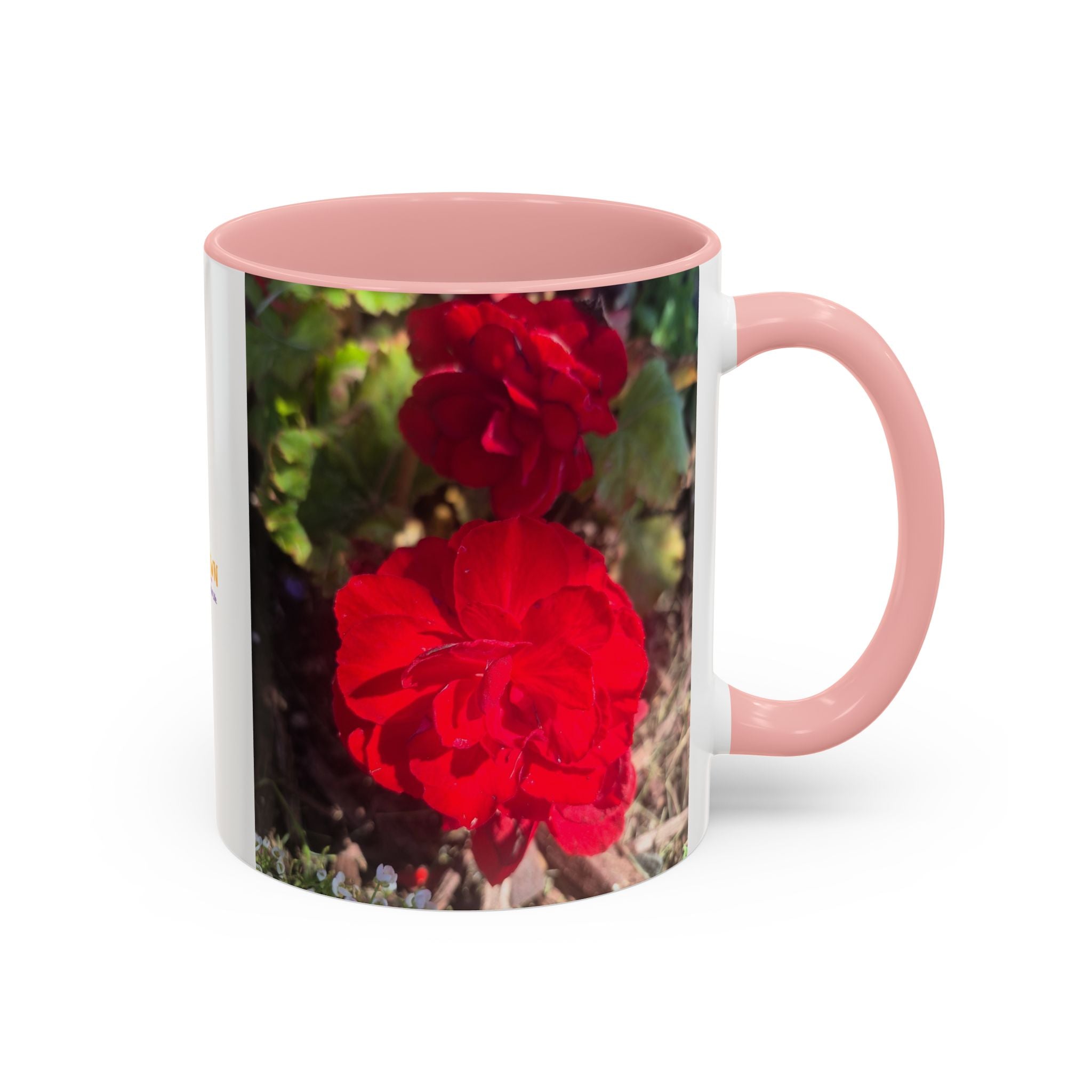 Accent Coffee Mug - Red Rose Floral Photo with Upsundown Logo (11/15oz)
