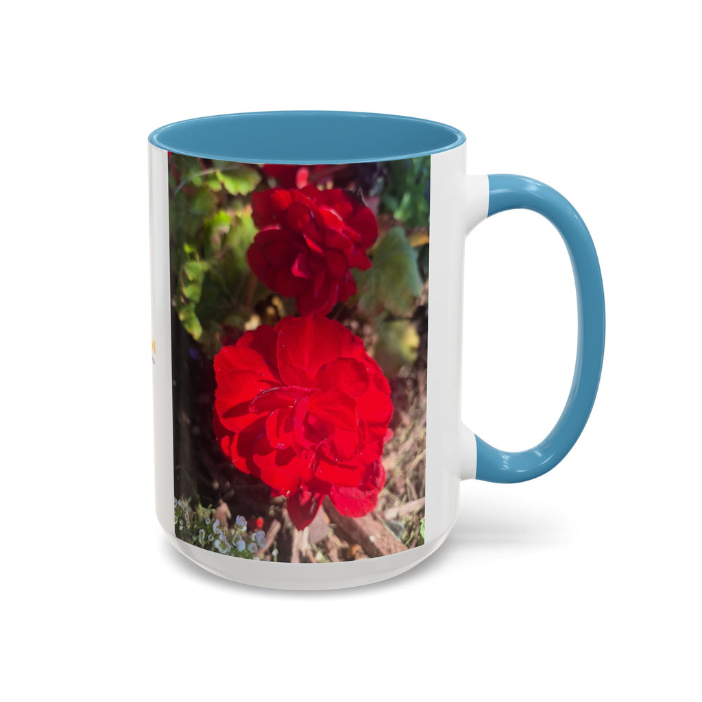 Accent Coffee Mug - Red Rose Floral Photo with Upsundown Logo (11/15oz)
