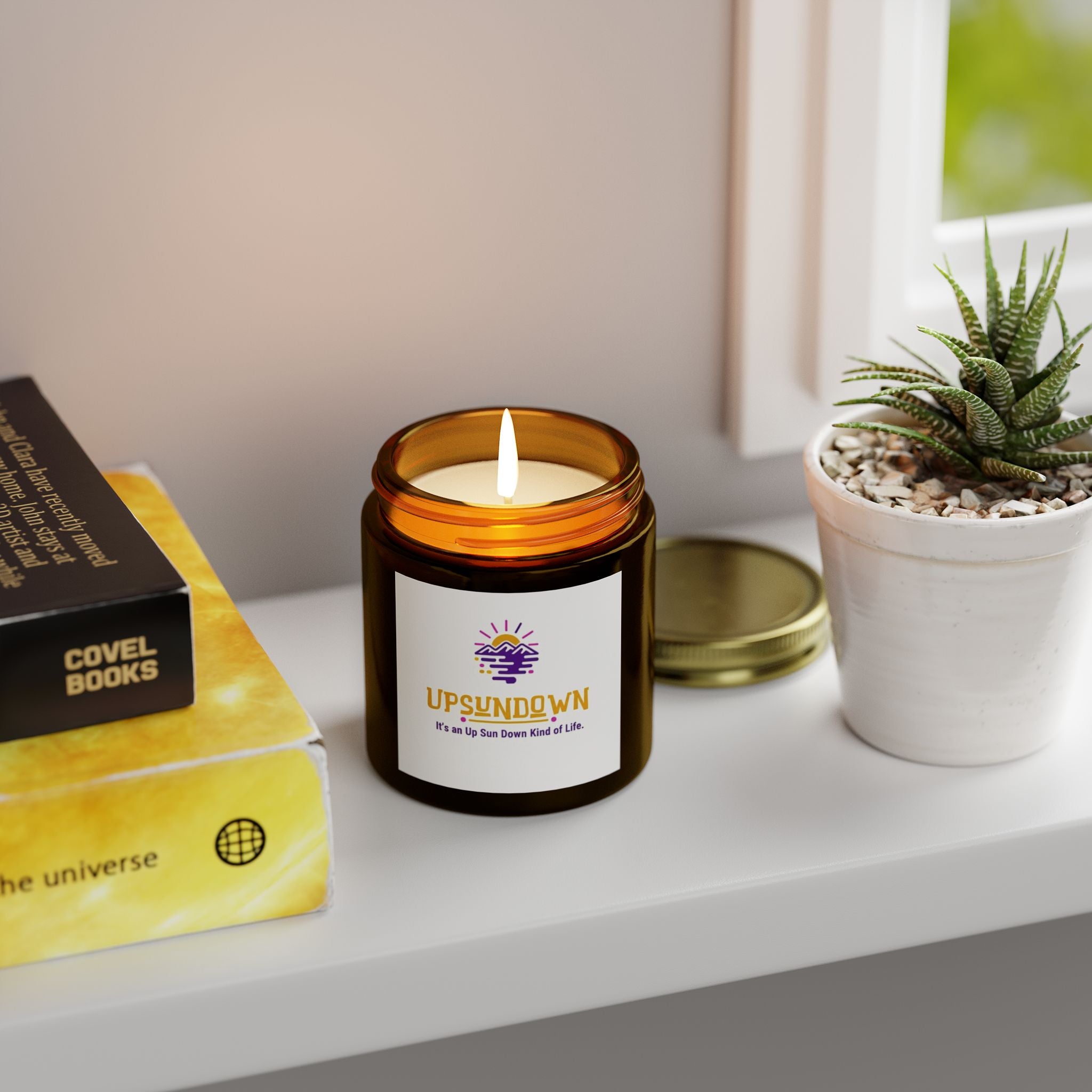 Coconut Apricot Scented Candle – "Upsundown" Relaxation Jar