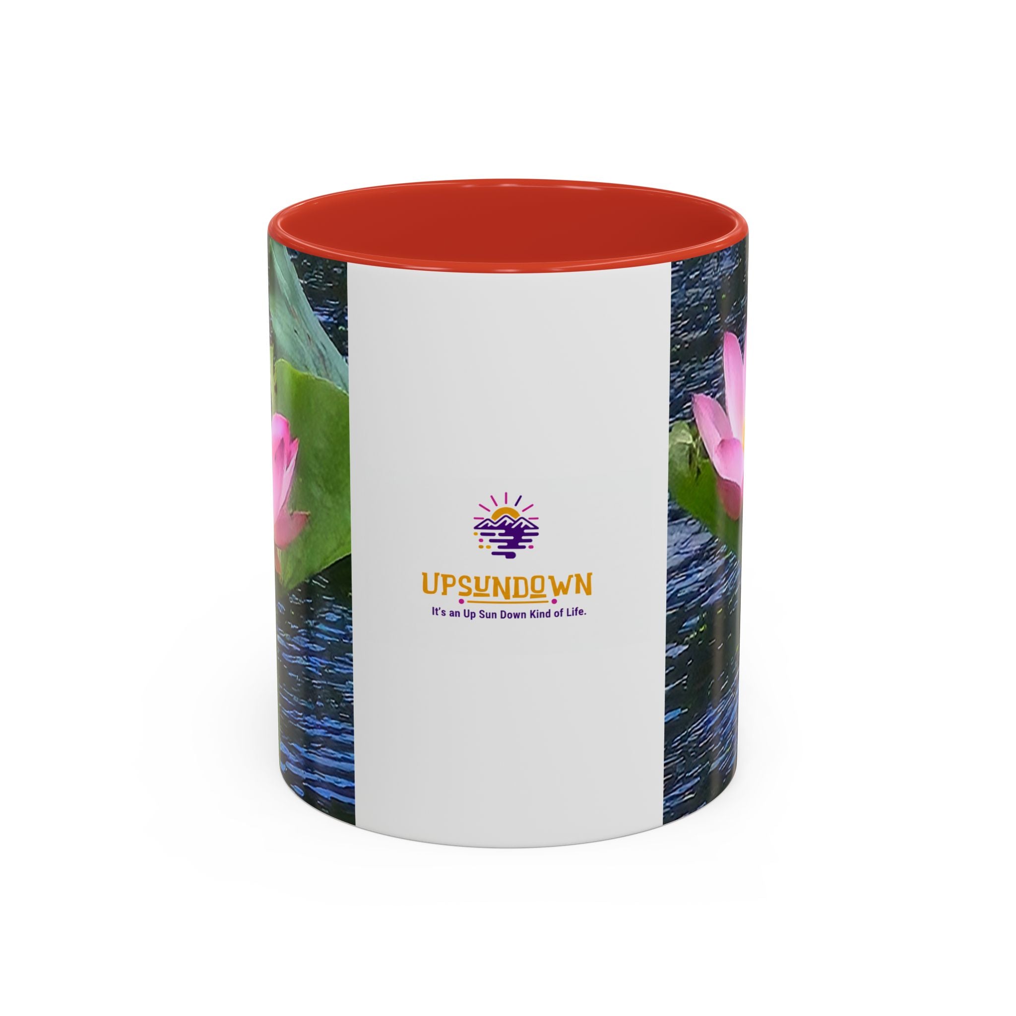 Lotus Water Garden Accent Coffee Mug — Upsundown Logo