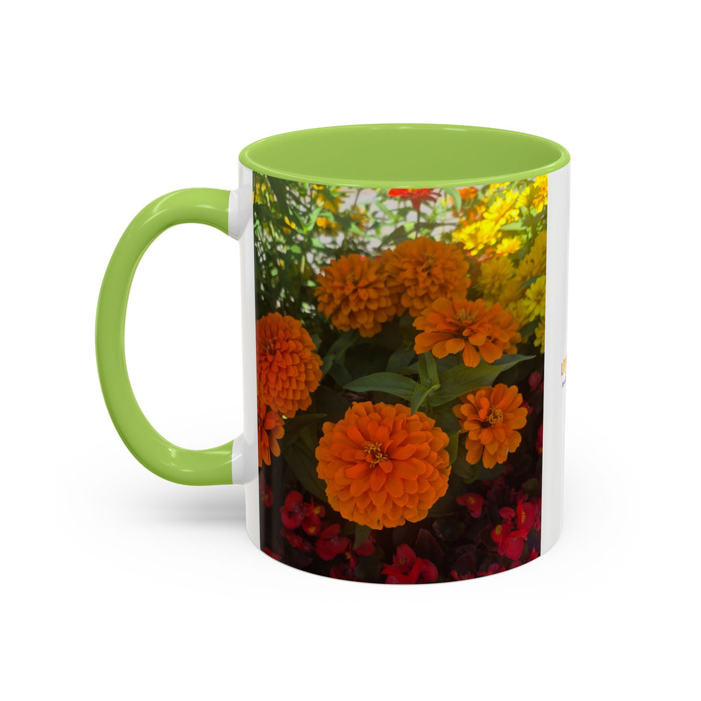 Accent Coffee Mug - Red Rose Floral Photo with Upsundown Logo (11/15oz)