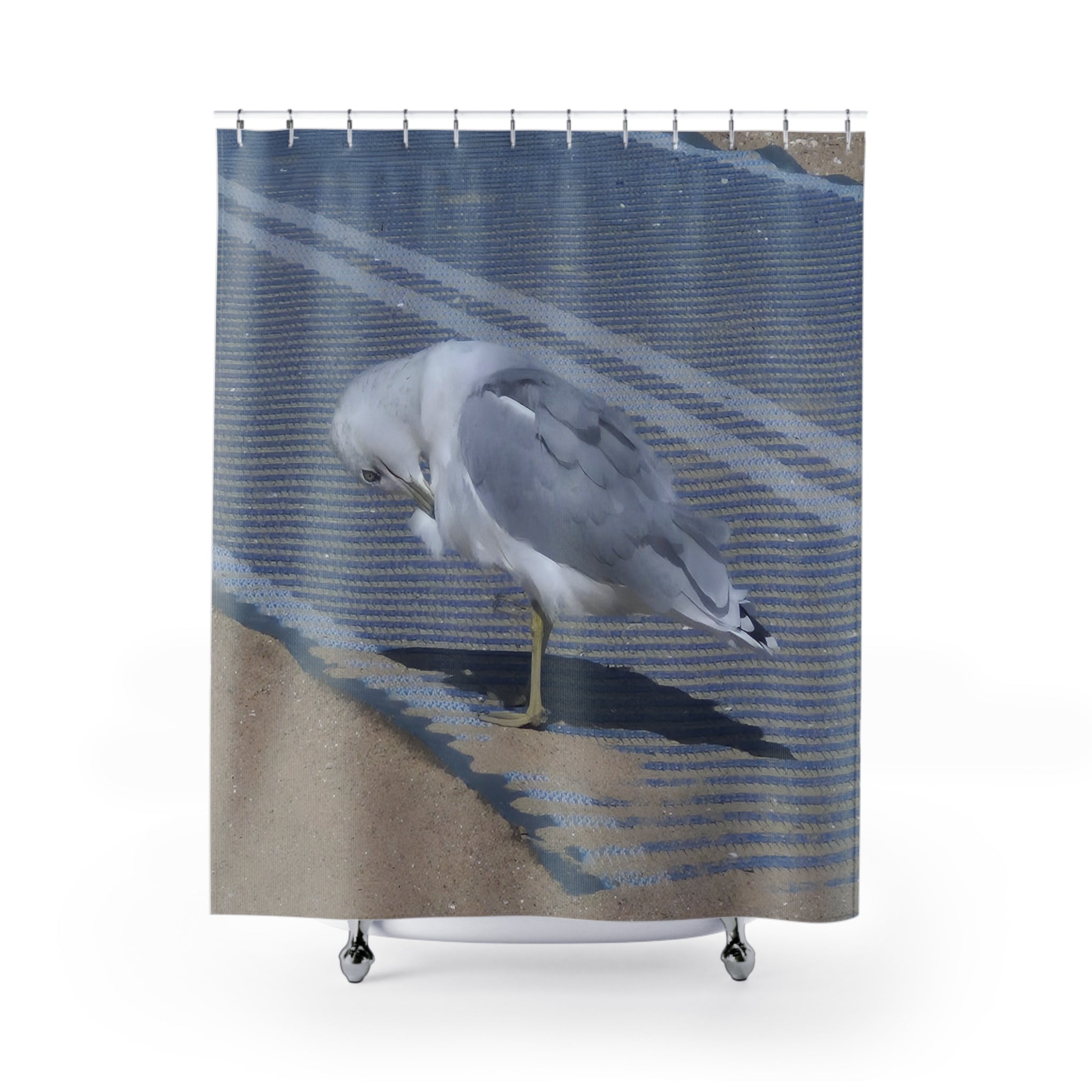 Seagull Beach Shower Curtain — Coastal Nautical Bathroom Decor