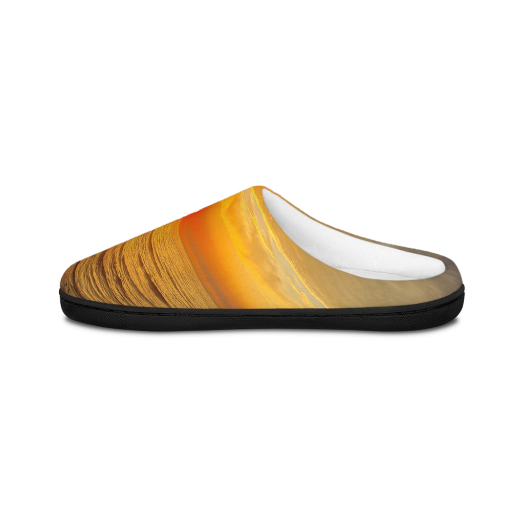 Sunset Horizon Women's Indoor Slippers — Cozy Golden Beach Vibe