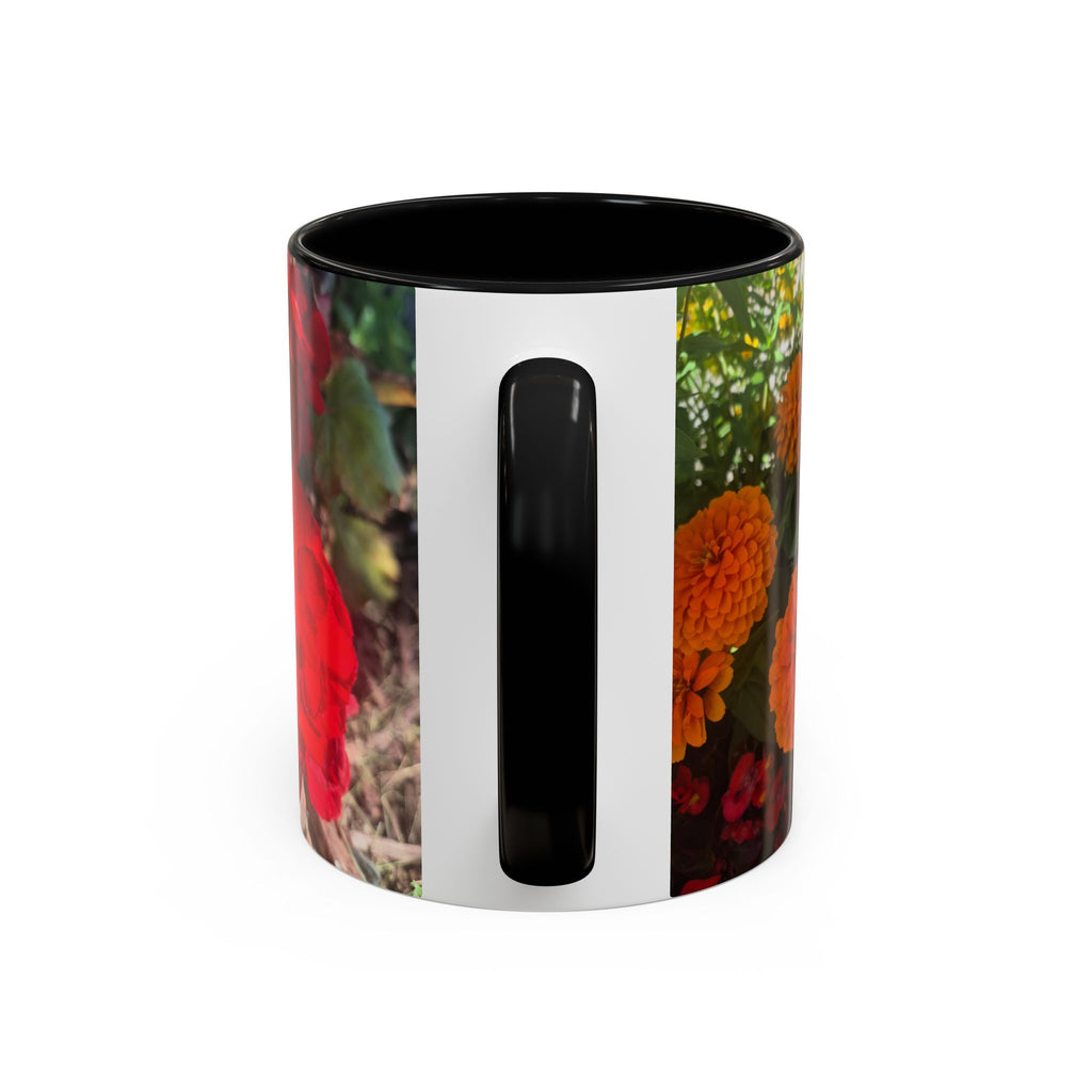 Accent Coffee Mug - Red Rose Floral Photo with Upsundown Logo (11/15oz)