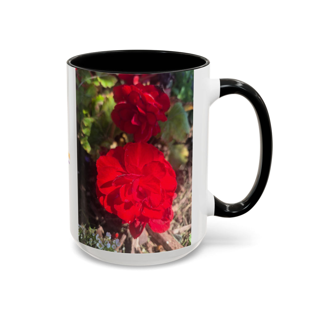 Accent Coffee Mug - Red Rose Floral Photo with Upsundown Logo (11/15oz)
