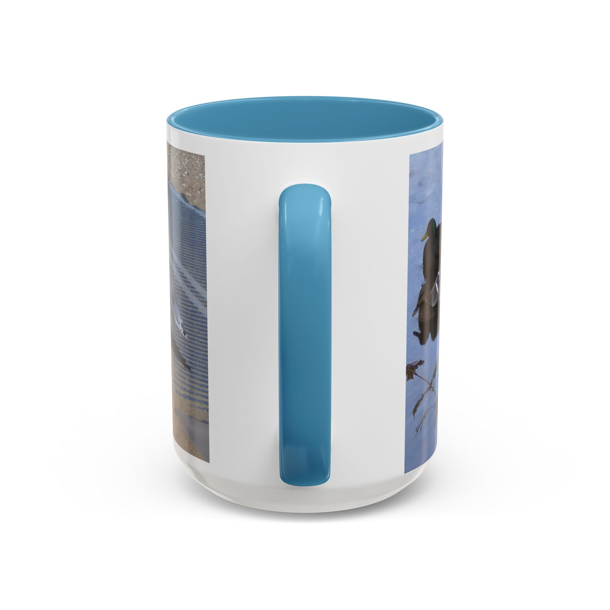 Accent Coffee Mug — 'UpSundown' Scenic Seagull Beach Coffee Mug (11/15oz)