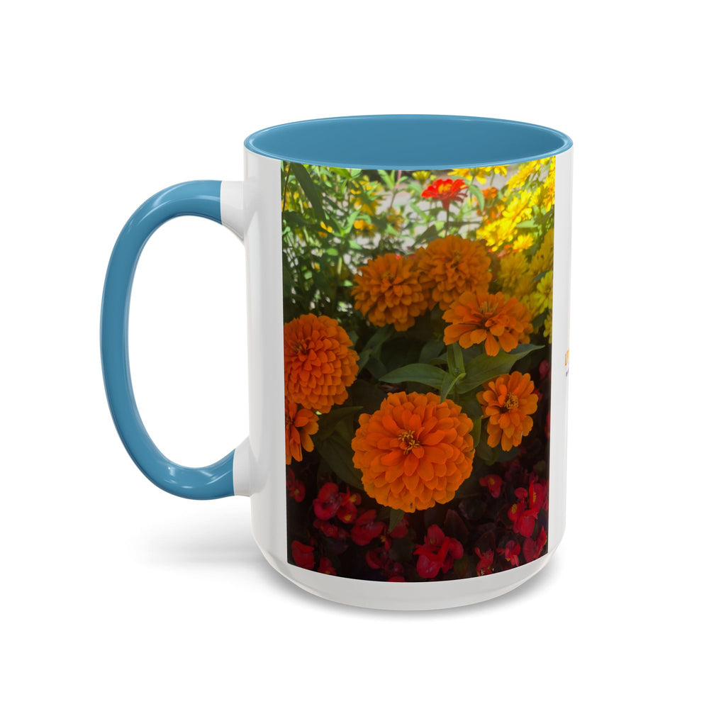 Accent Coffee Mug - Red Rose Floral Photo with Upsundown Logo (11/15oz)