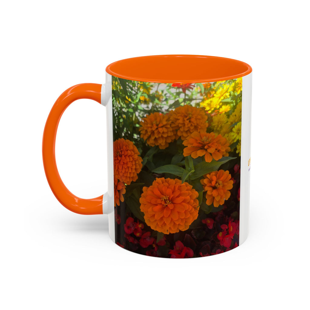 Accent Coffee Mug - Red Rose Floral Photo with Upsundown Logo (11/15oz)