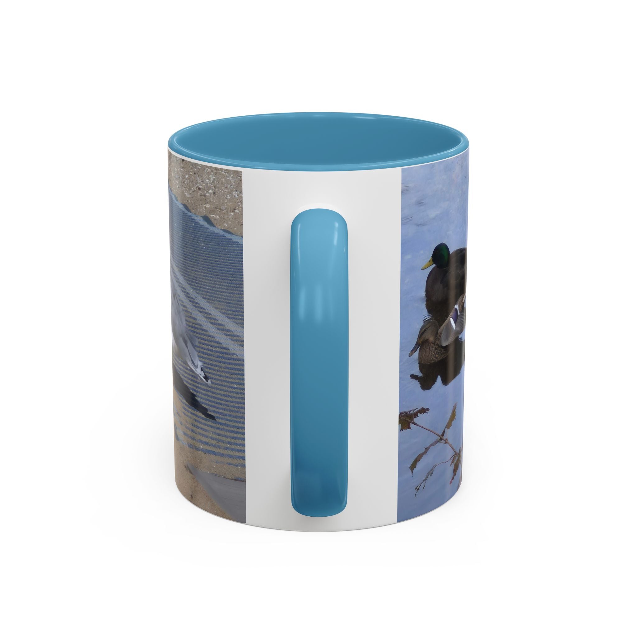 Accent Coffee Mug — 'UpSundown' Scenic Seagull Beach Coffee Mug (11/15oz)