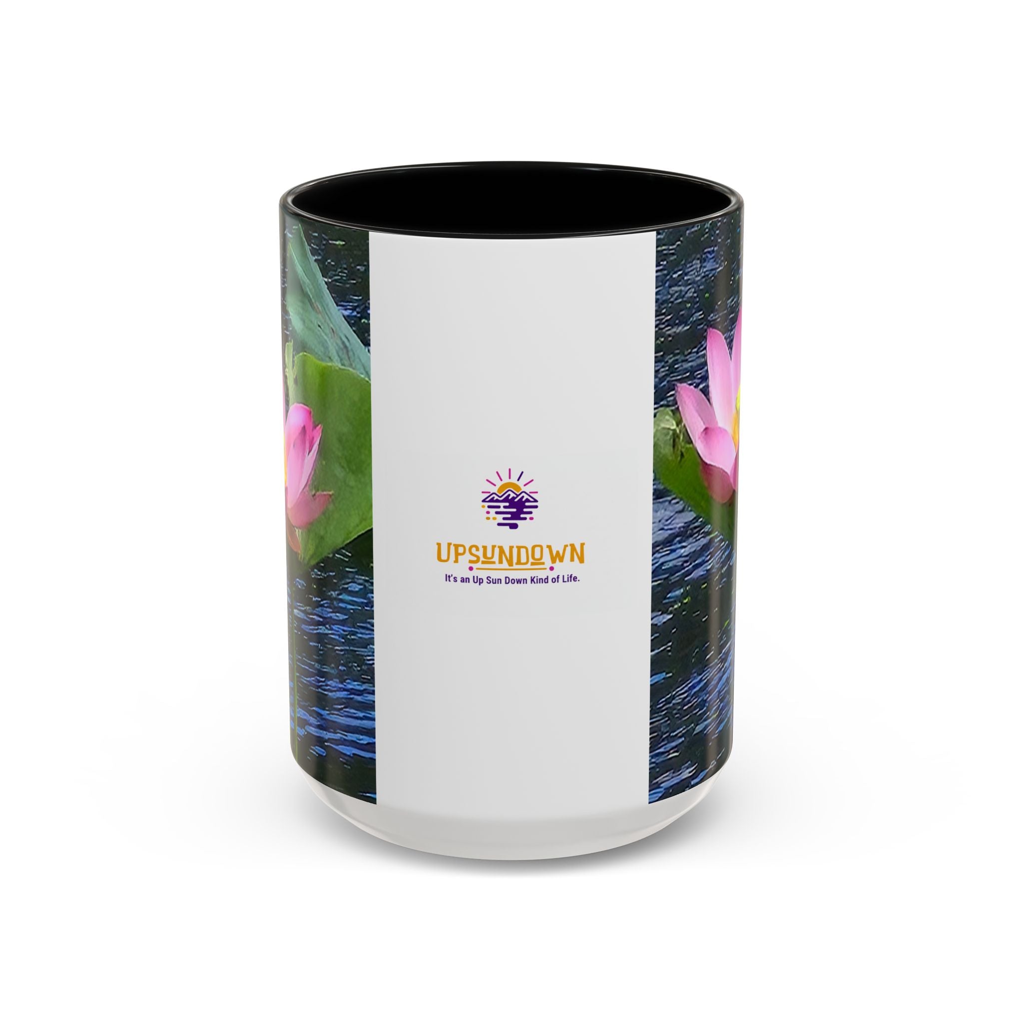 Lotus Water Garden Accent Coffee Mug — Upsundown Logo
