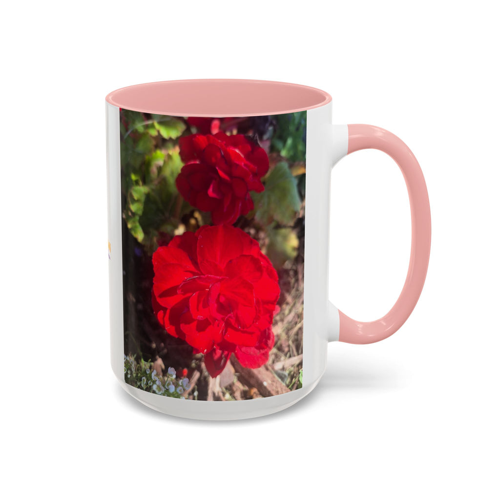 Accent Coffee Mug - Red Rose Floral Photo with Upsundown Logo (11/15oz)